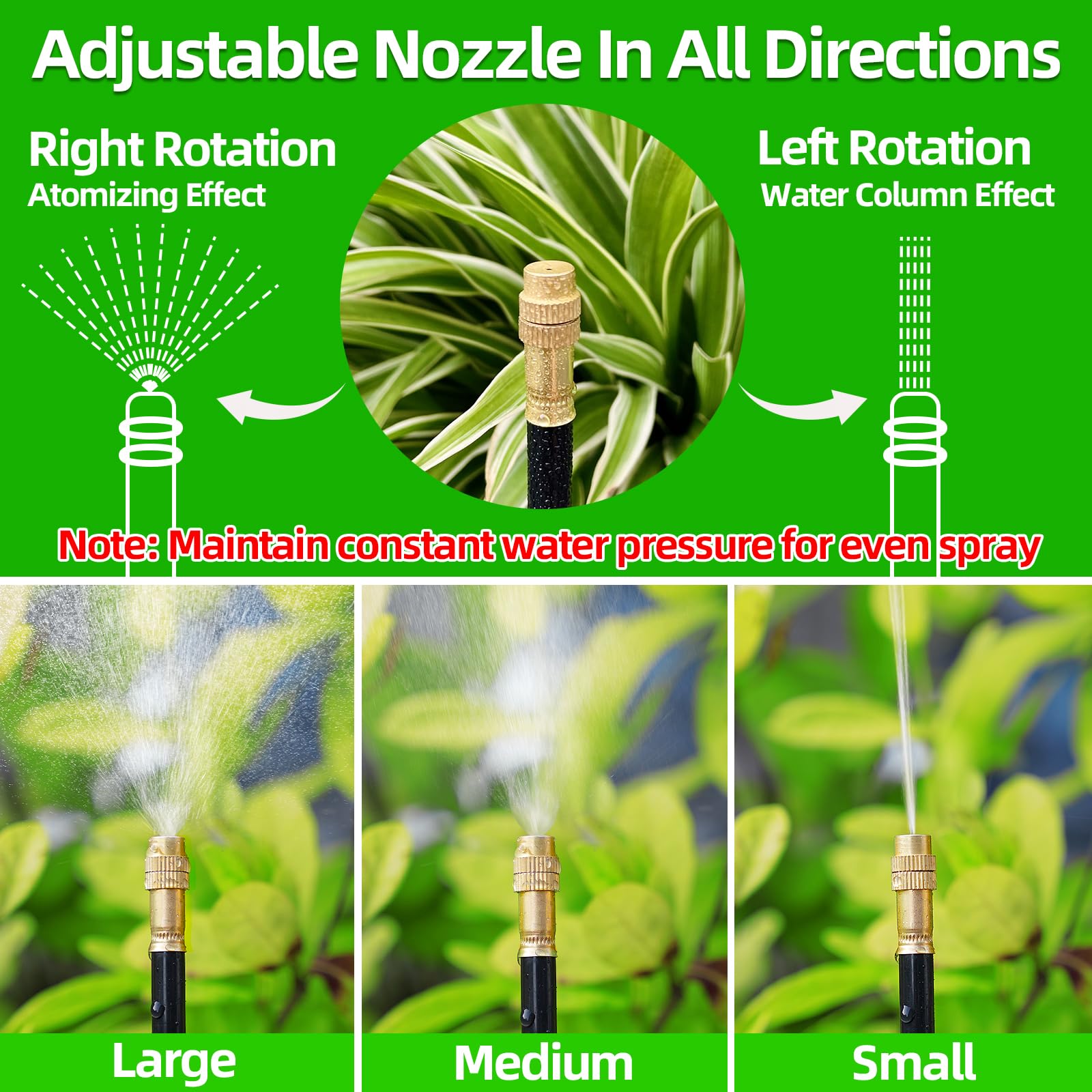 Sistema di irrigazione a 360° per giardino, sistema di irrigazione a goccia da 10,2 m con 13 ugelli, sistema di irrigazione da giardino, accessori per serre, sistema di atomizzazione per giardino