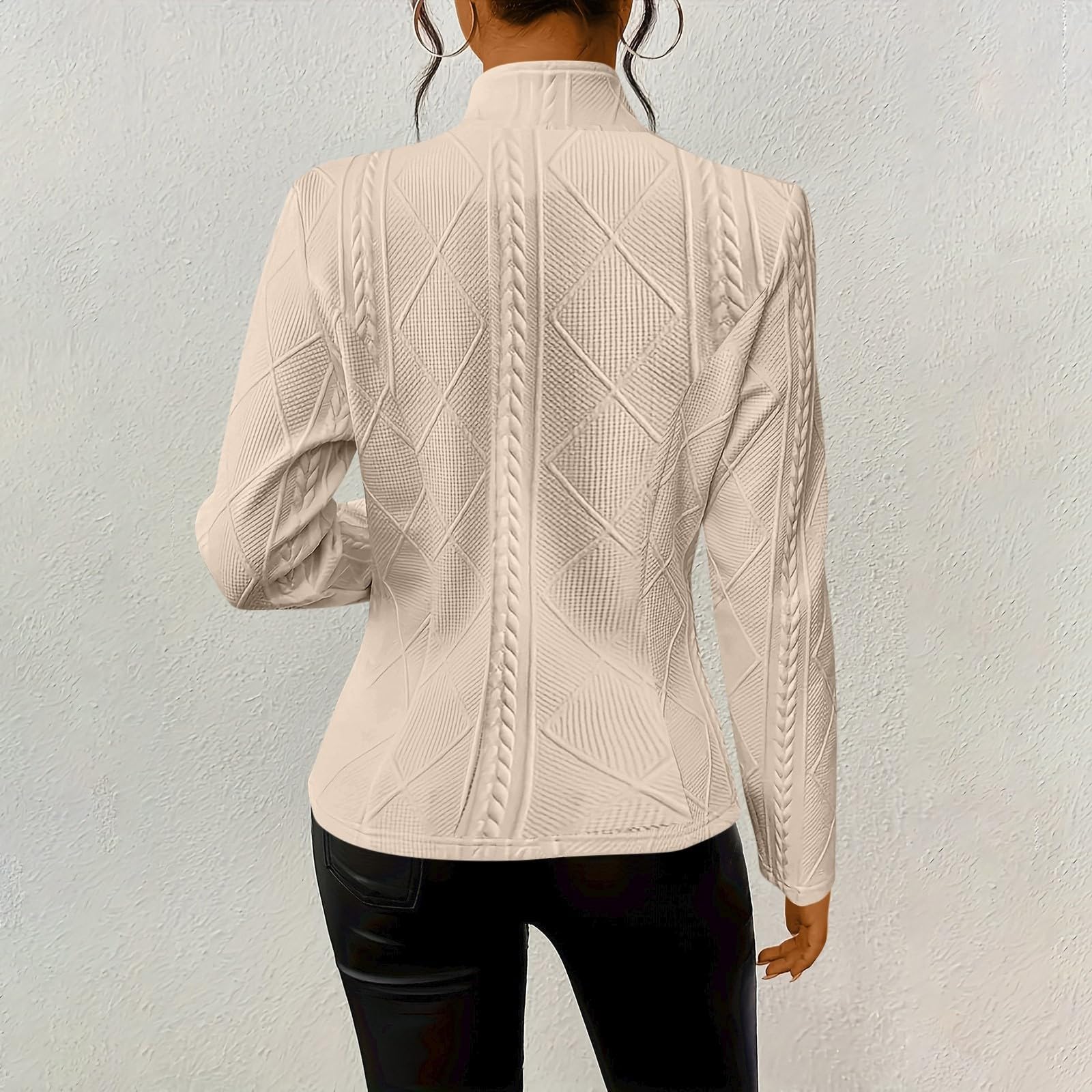 FUPODD Damen-Jacken Übergang Elegant Jacke Damen Winter Mantel Mit Knöpfen Blazer Business Übergangsjacke Slim Blazermantel Stehkragen Herbstjacke Frauen Anzug Damenjacken Arbeit Büro Mäntel Casual