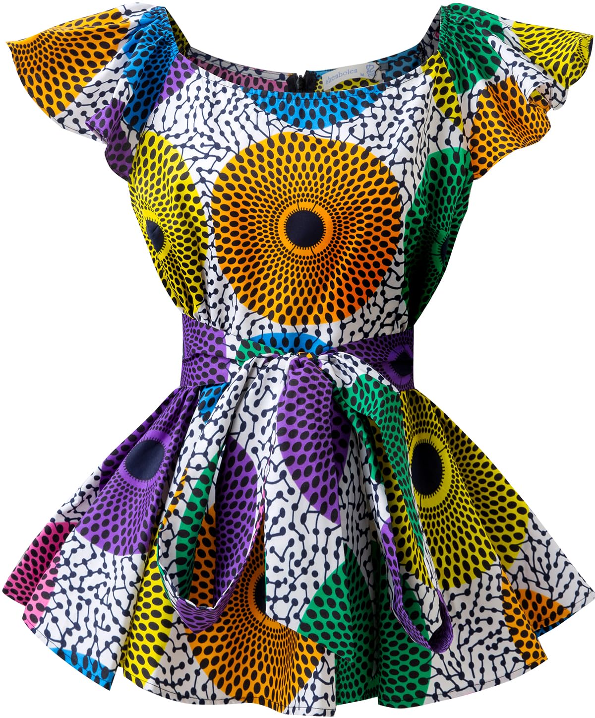 SHENBOLEN Womens Dashiki Tops Sleeveless Summer African Print Slim Fit Shirts Blouse