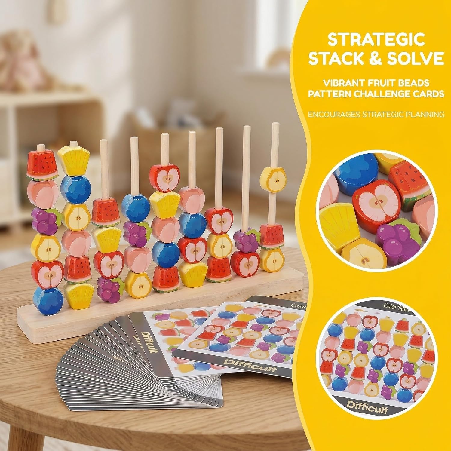 2026 Stack Challenge Game for Family,Color Stack Challenge Game with 30 Challenge Cards,Color Matching Stacking Puzzle Game,Family Game Night (1Pcs)