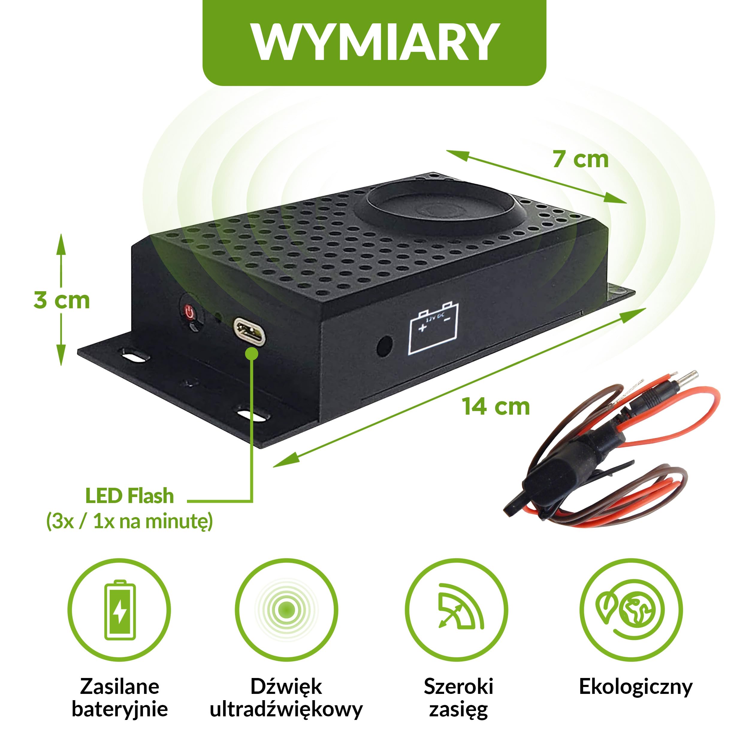 ISOTRONIC Bateryjny odstraszacz kun, myszy i szczurów – Ultradźwięki i światło LED – Do samochodu, domu, garażu i na strych – Ochrona przed popielicami (3 sztuki)