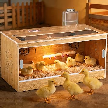 32" Chicken Brooder Brooder for Chicks with Feeding & Watering System, Upgrade Sliding Door Design, Super Easy to Clean Up to 30 Chicks 32" L x 16" W x 16" H for Chickens, Ducks, Quails