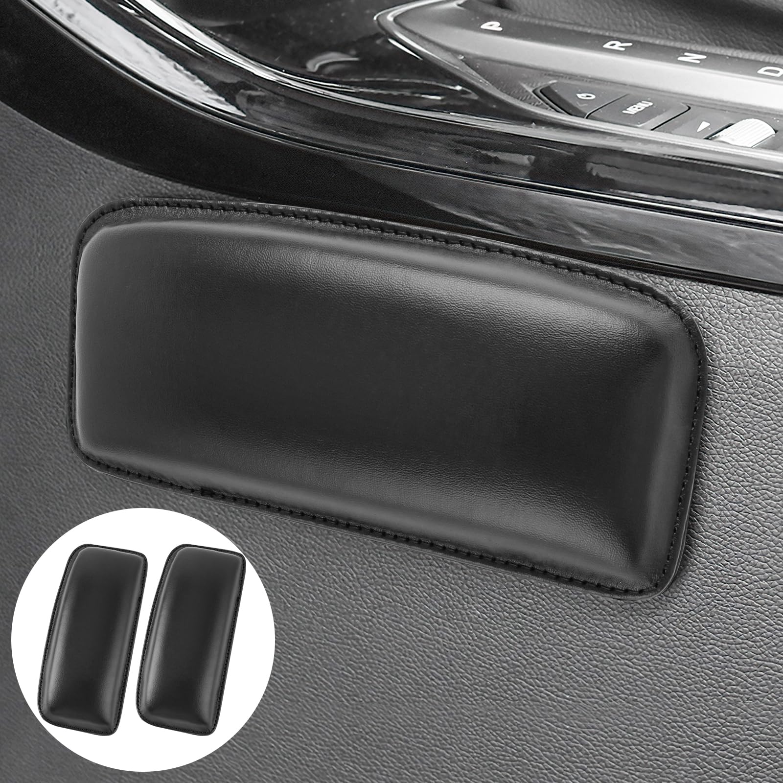 Cuscino Per Bracciolo Auto In Pelle PU - 2 Pezzi Nero | Comfort E Protezione Per Portiere E Console - Foto 2