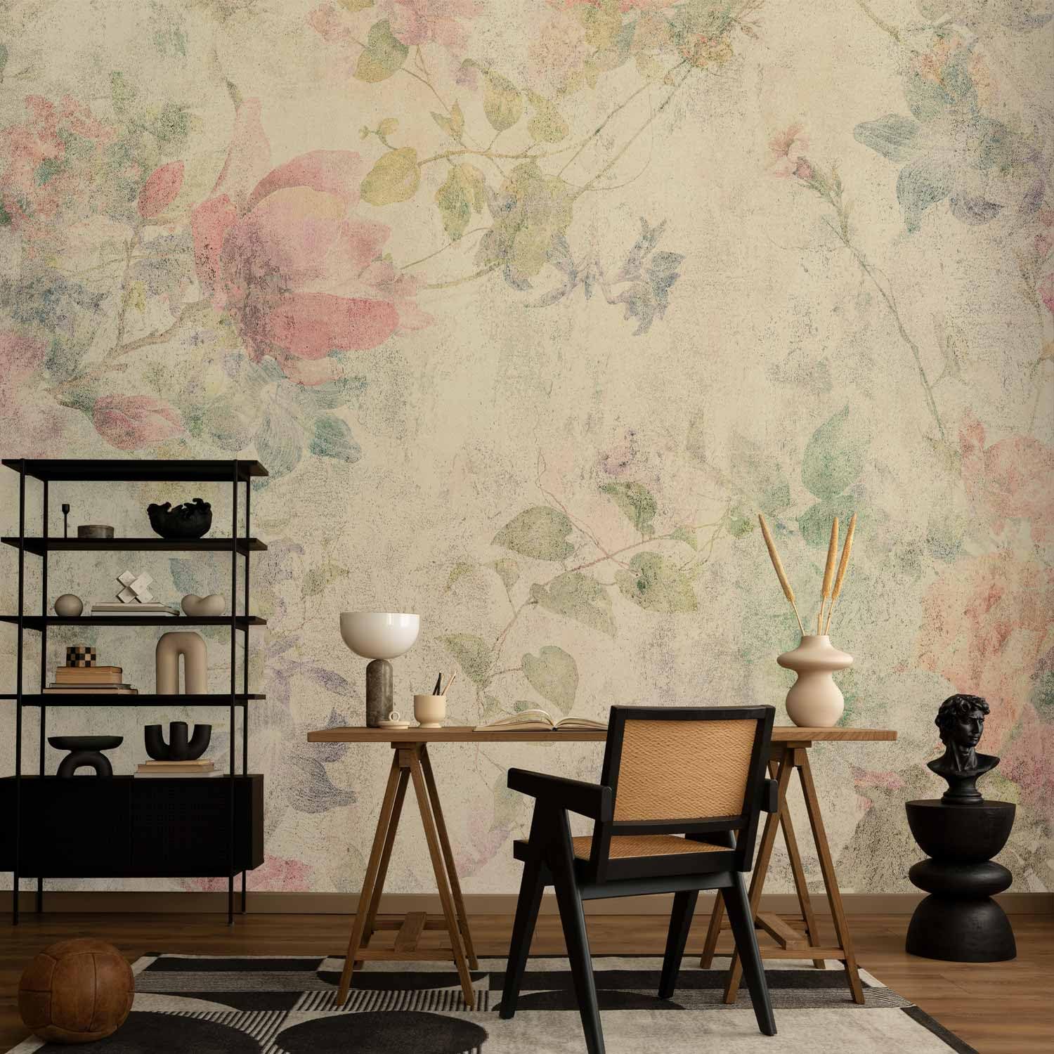 murando - Carta da Parati Adesiva Retro Fiori 343x256 cm Fotomurali Adesivi Murali Rivestimento Parete Moderna per Pareti Adesiva Muro Decorativo Fotomurale Soggiorno Botanica Natura