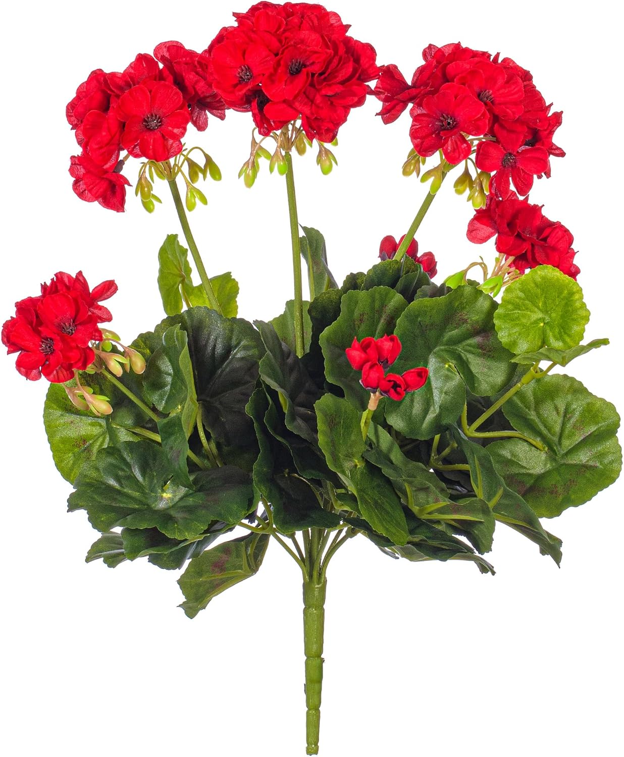 Vickerman Everyday Artificial Red Geranium Bush 15.25" Long - Premium Faux Floral Decor for Wedding or Everyday Arrangements - Maintenance Free Flowers
