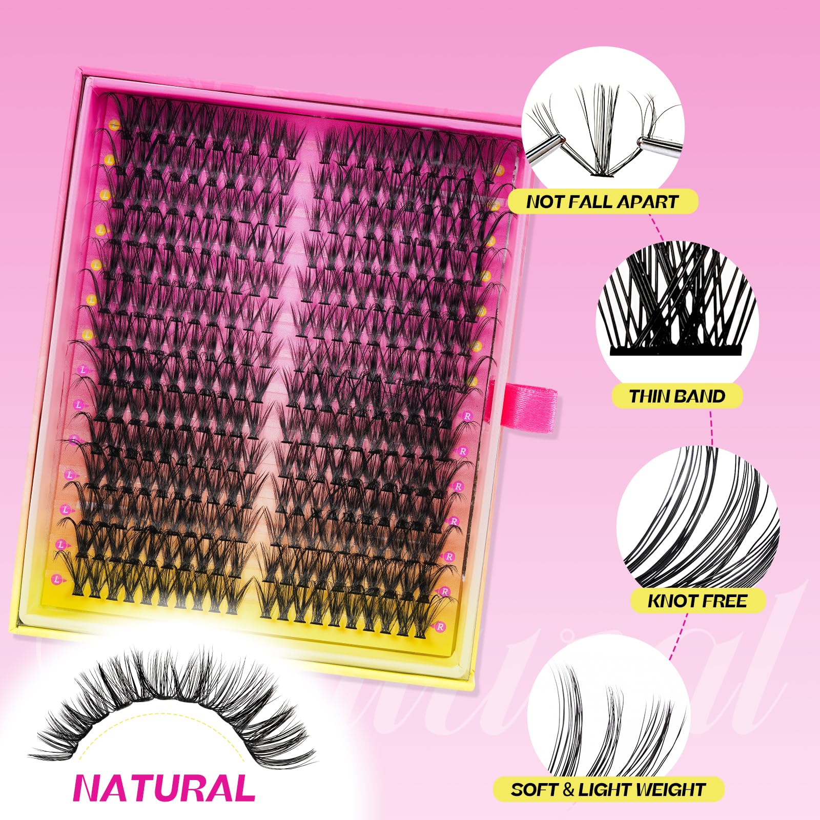 Extension Ciglia 280 Pezzi Ciuffetti Ciglia Finte Kit,Set Ciglia Finte Extension Fai Da Te,Fake Eyelashes, Ciglia Singole 3040D D Curl Diy Eyelash (3040D, 9-18mm Mix)
