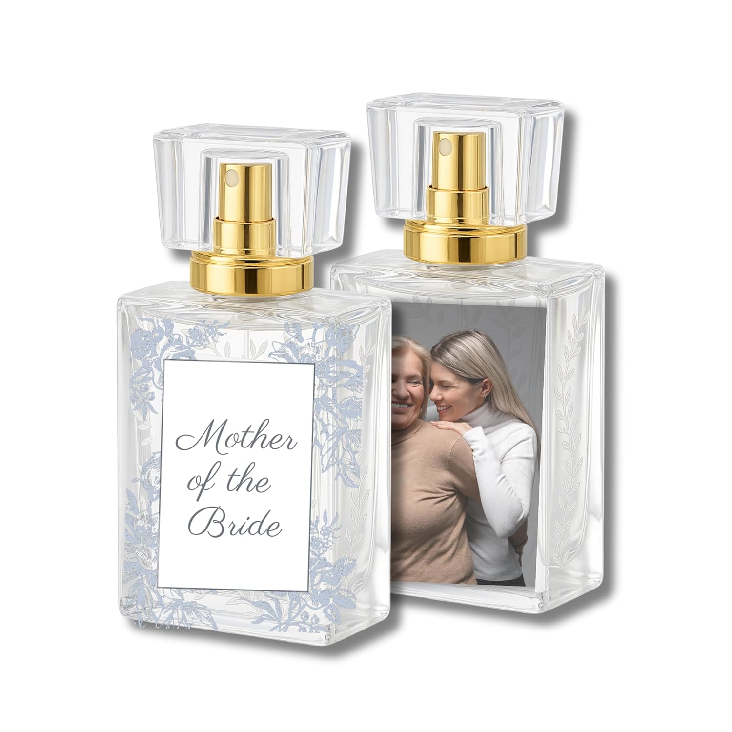Personalized Refillable Perfume Bottle 50ml – Custom Photo & Text – Wedding Gift for Mother of the Bride or Groom