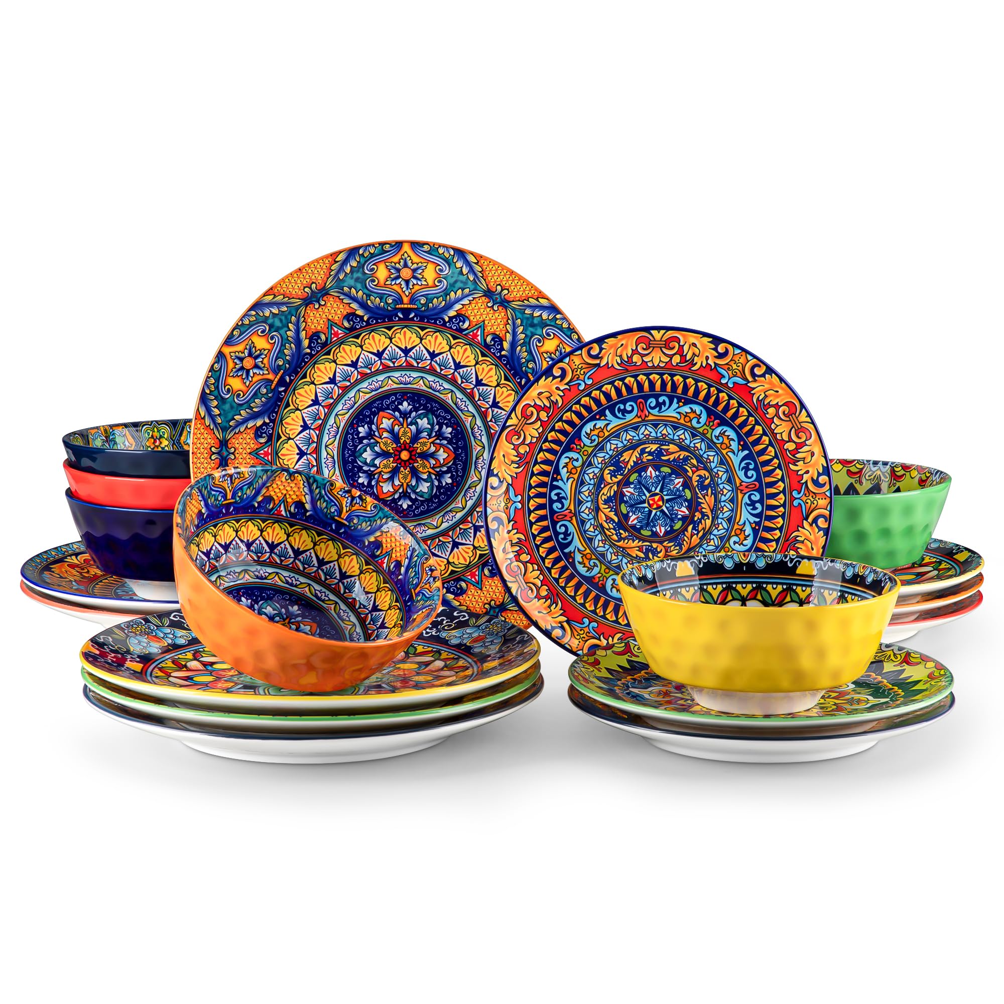Speiseteller 6er Set, vancasso KRVI Essteller set 6 Personen, Ø 27 cm Teller Set für Spülmaschine und Mikrowelle, Pastateller, Frühstücksteller, Kuchenteller