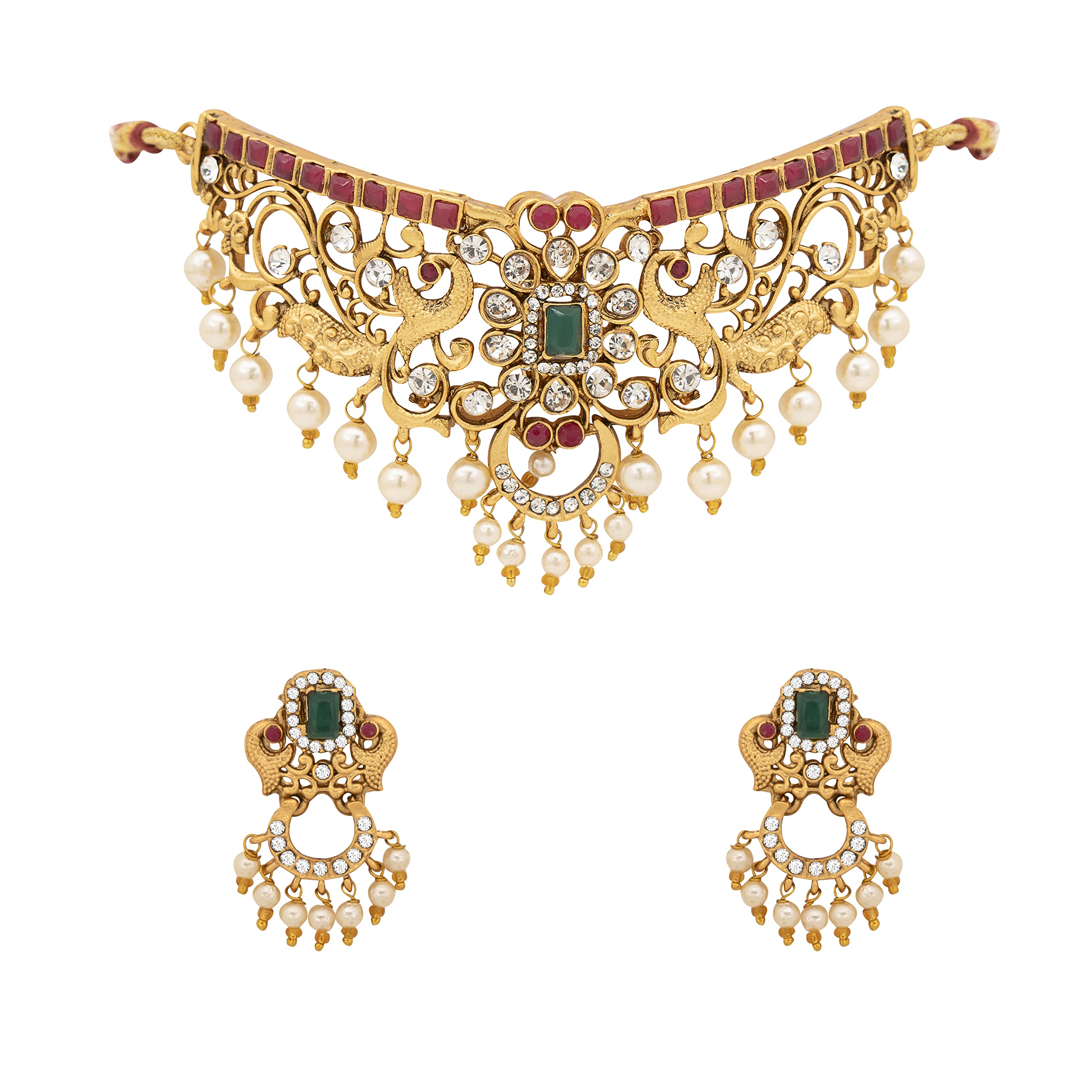 Yellow Chimes Jewellery Set for Women & Girls Bridal Jewellery Set for Wedding Gold Plated Choker Necklace Set | Peacock Designed Choker Set | Birthday Gift for girls & women Anniversary Gift for Wife (B0C45GQSLL) Amazon Price History, Amazon Price Tracker