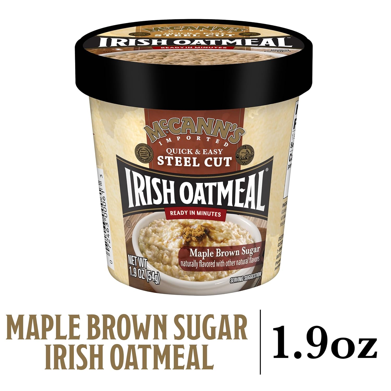 McCann's Irish Oatmeal Instant Oatmeal Cup, Maple Brown Sugar, 1.9 Ounce (Pack of 12)