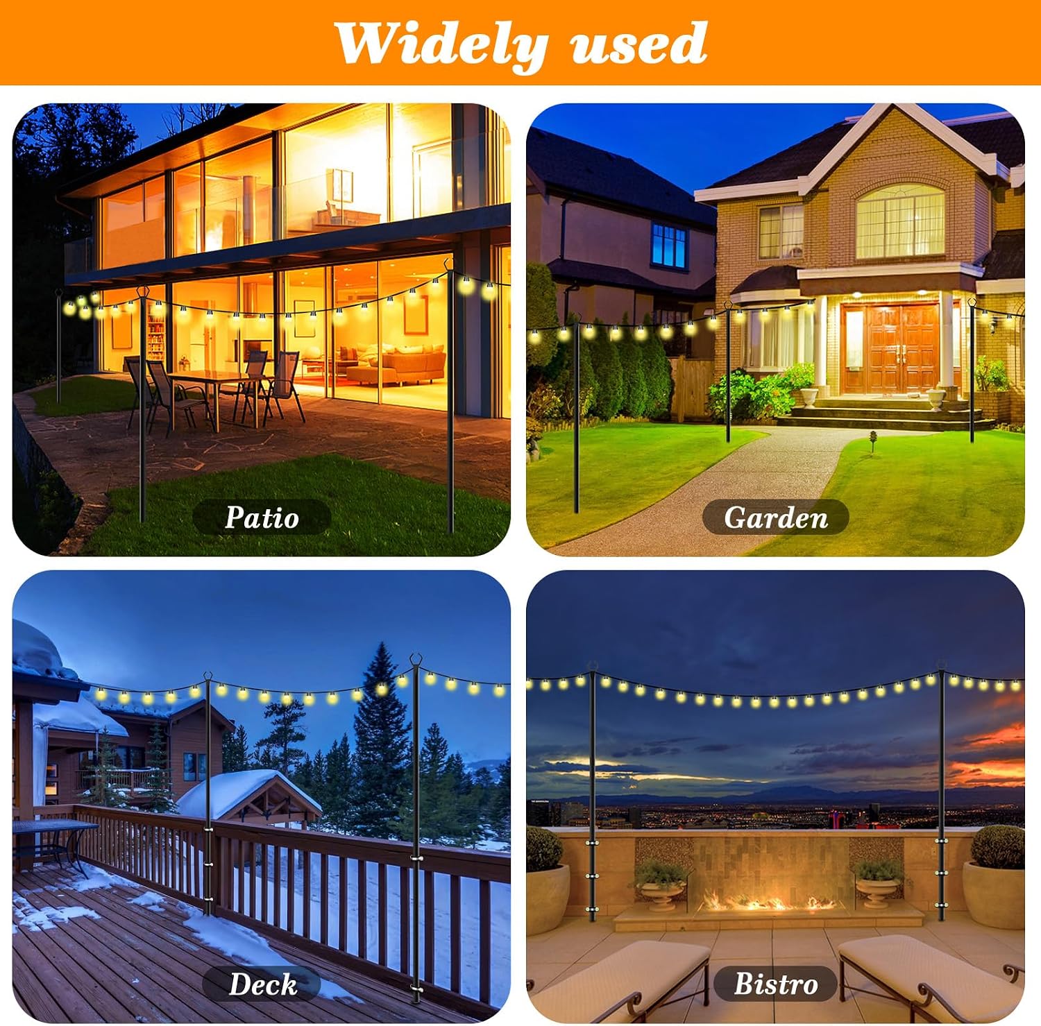  2 Pack String Light Poles,10 Ft Light Poles for Outside String Lights,Outdoor Lights Pole with Fork,Metal Poles Stand for Patio Deck Backyard (10FT 2 Pack) thumbnail