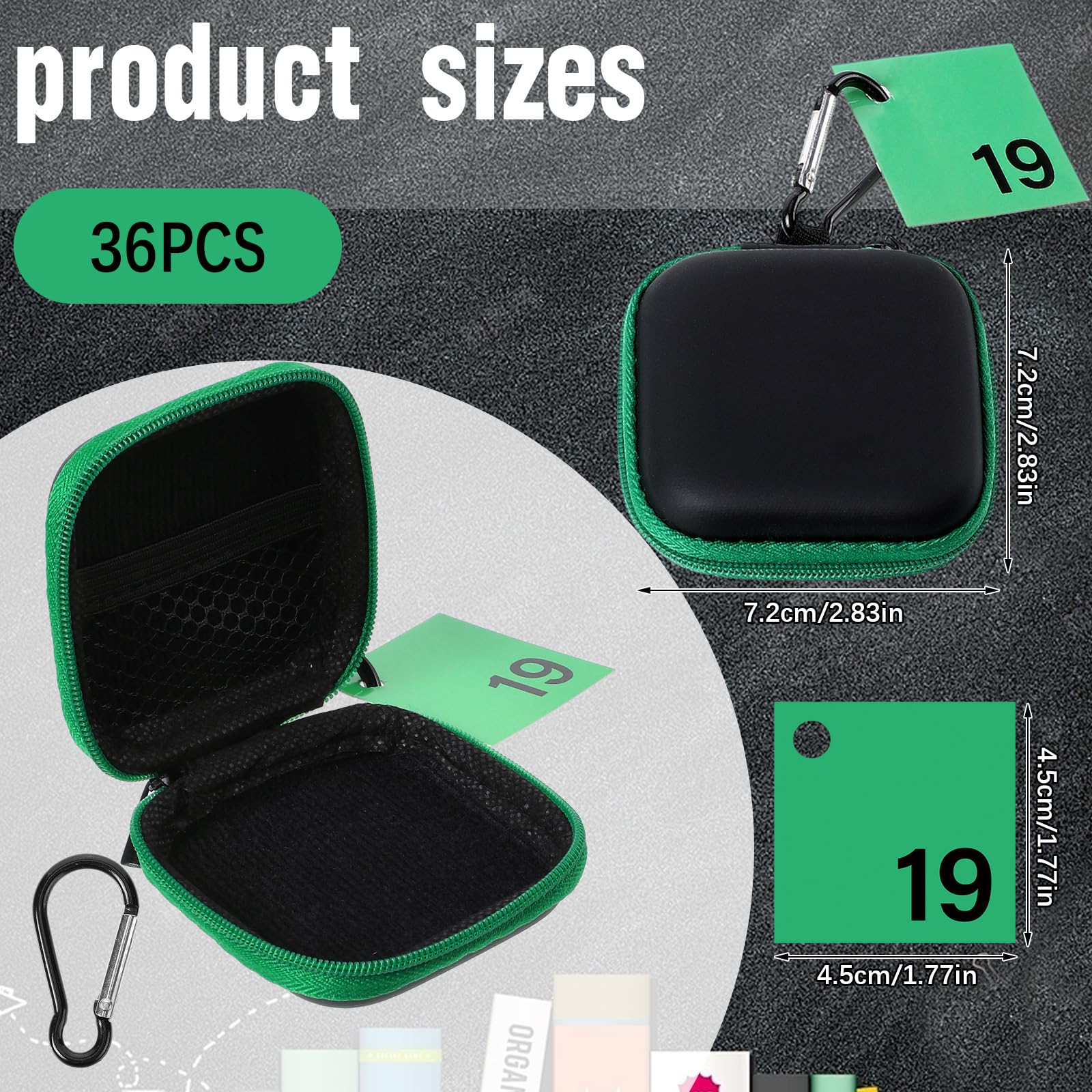 Kingdder 36 fundas para auriculares de regreso a clases con tarjetas de números coloridos, organizador de accesorios, soporte de auriculares de etilvinilacetato para escuela, aula, profesores