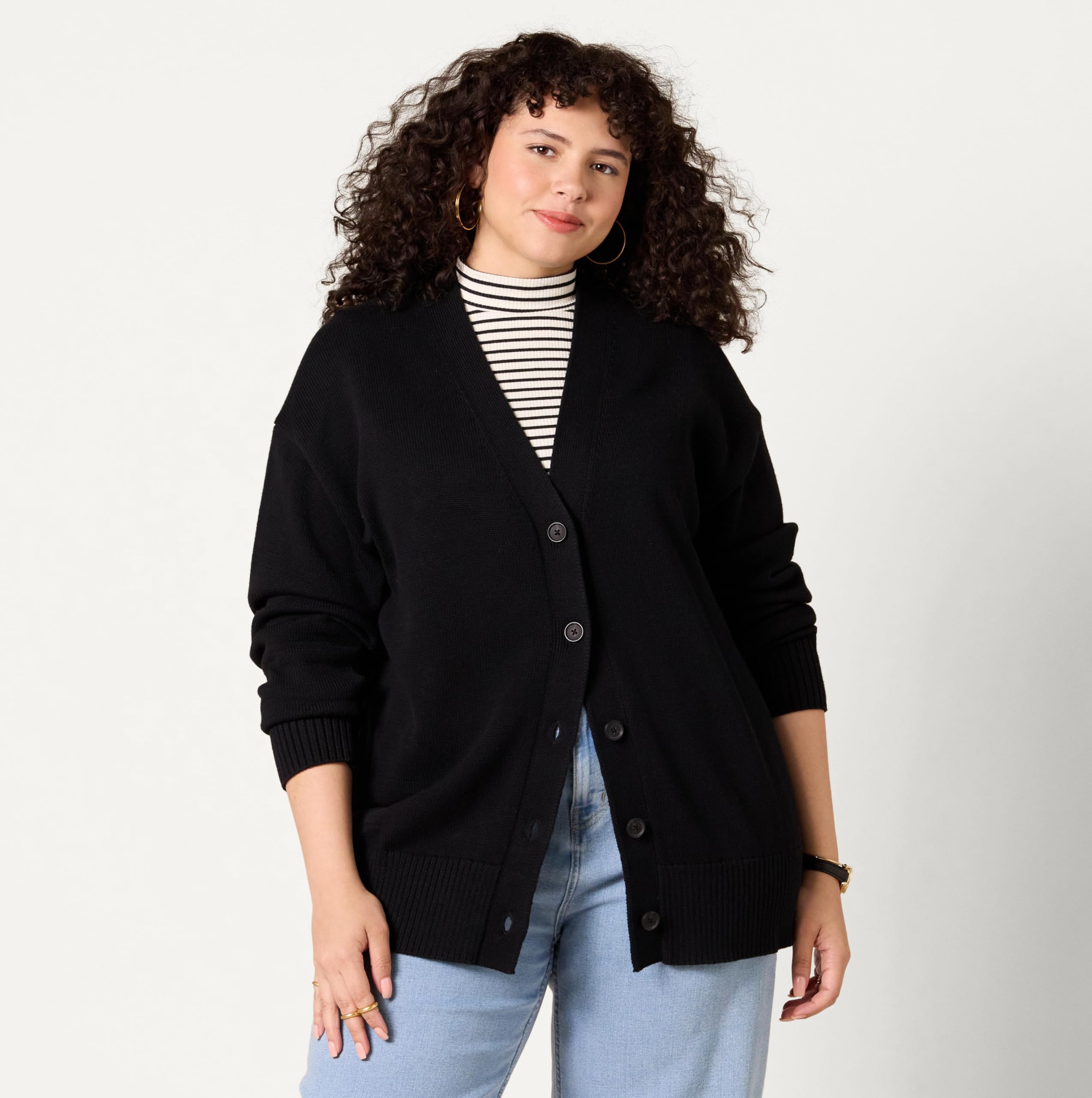 Amazon Essentials Cardigan d’Épaisseur Moyenne, Coupe Décontractée Femme