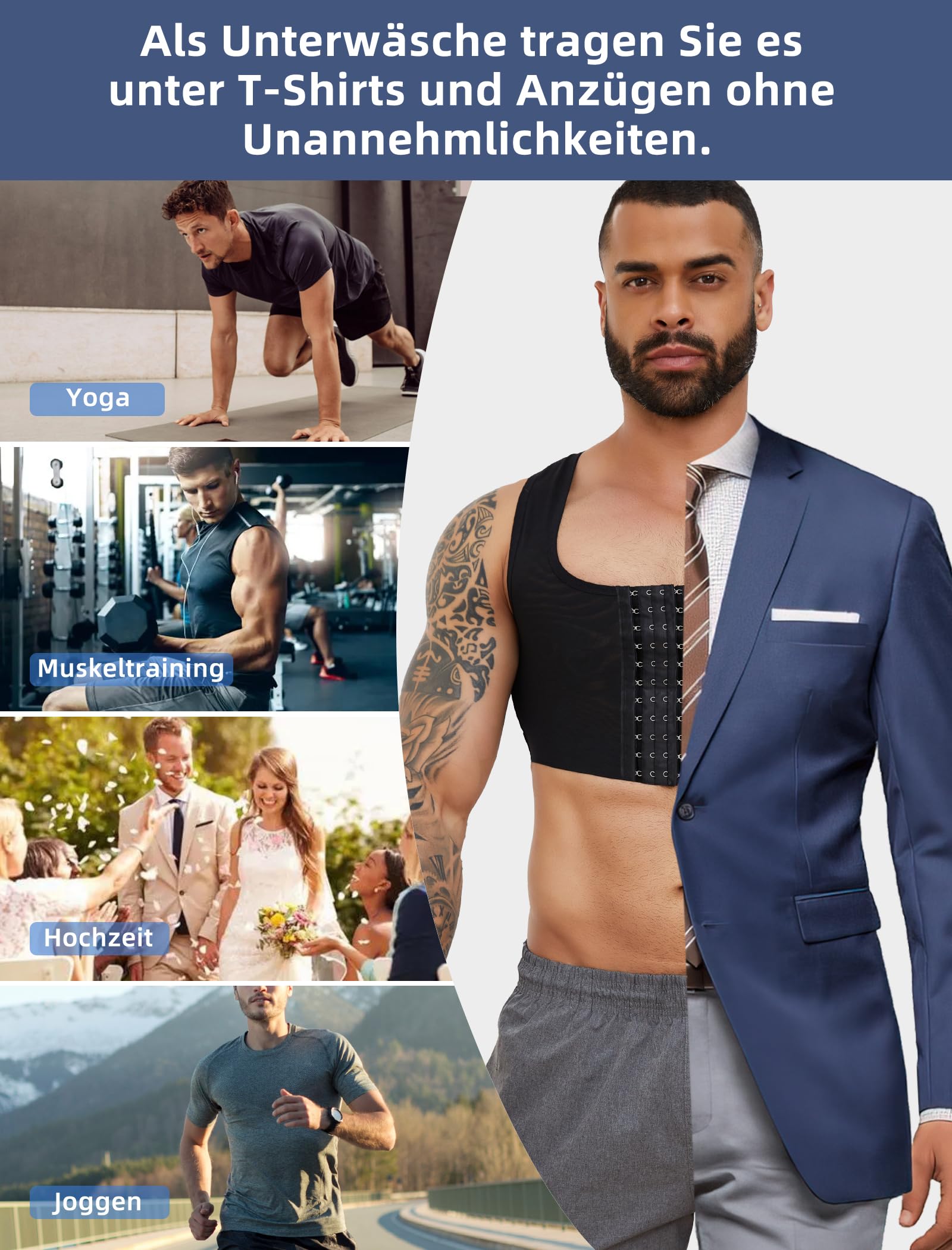 MISS MOLY Shapewear Corset de compression sans manches pour homme - Élastique - Body gainant - Gilet gainant