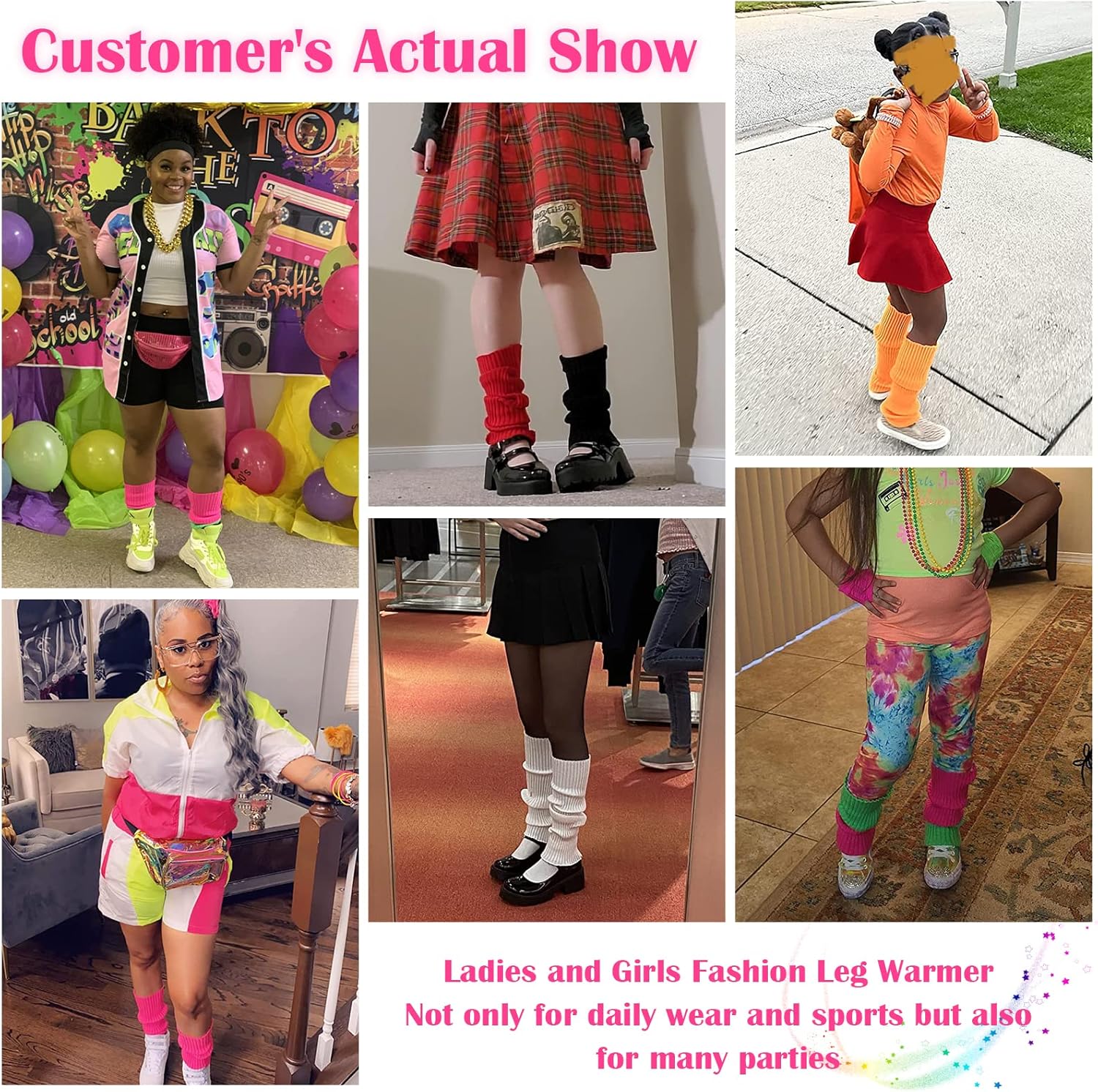 American Trends Leg Warmers for Women Girls 80s Ribbed Leg Warmer for Neon Party Knitted Fall Winter Sports Socks - Image 5