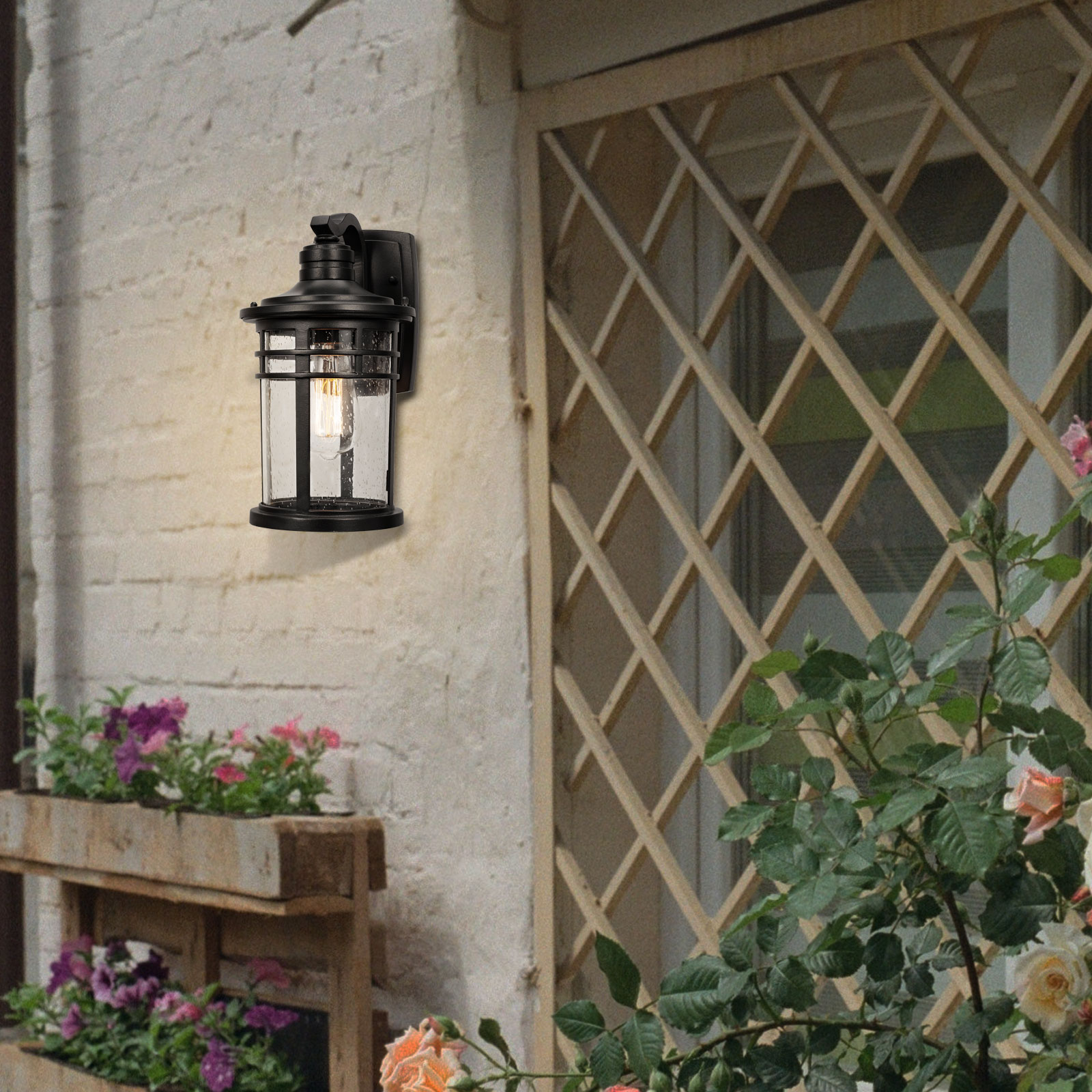 Image of Darkaway 2 Pack Large Outdoor Porch Lights Wall Mount, 15inch Outdoor Light Fixtures Sconces Wall Lighting with Seeded Glass Exterior Lights for Patio Yard House Hallway Doorway Garage