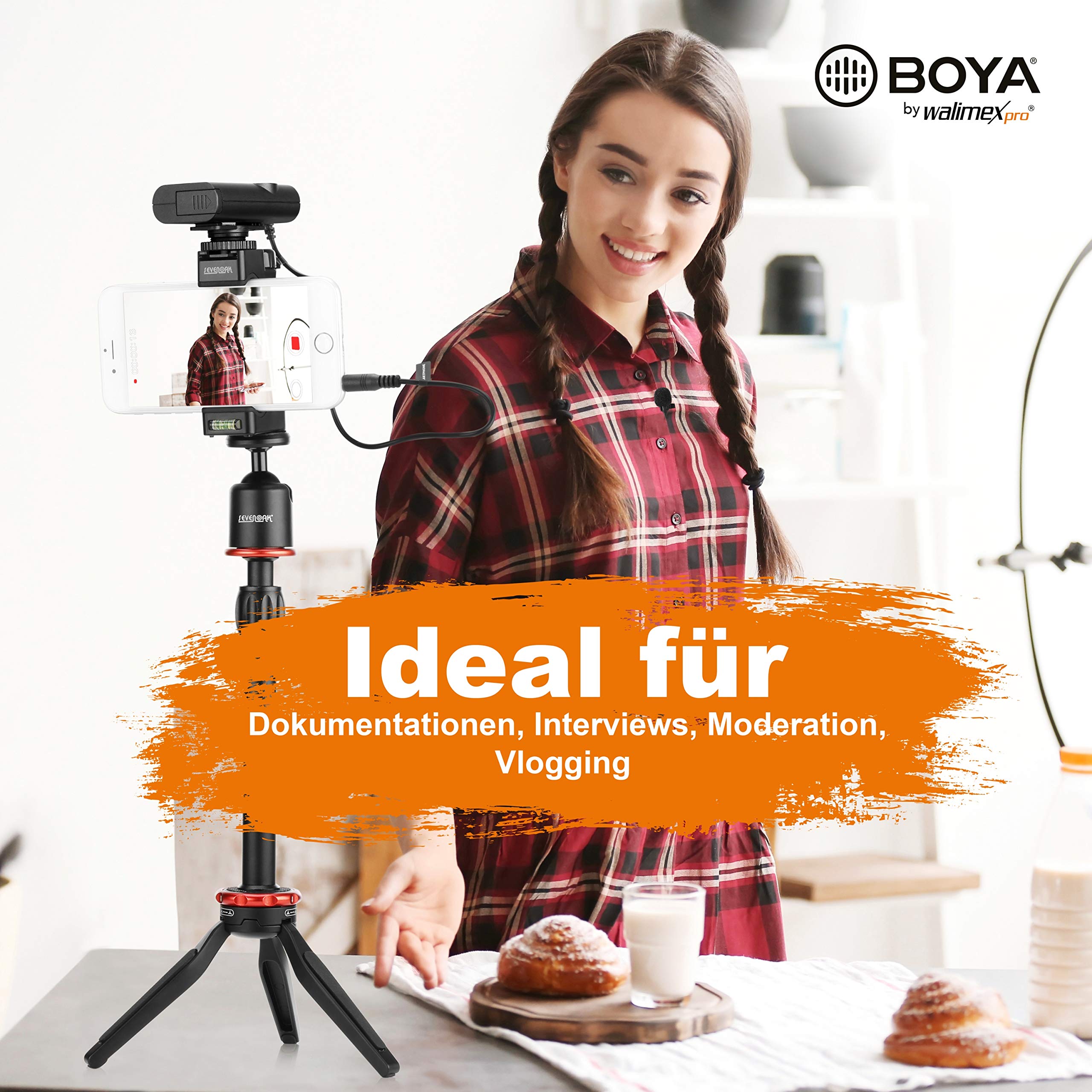 walimex pro Boya WM4 Pro K-2 Kit Lavalier Wireless con 2 Trasmettitori e Ricevitore, Portata 60 m, cavo 120 cm, per video e audio