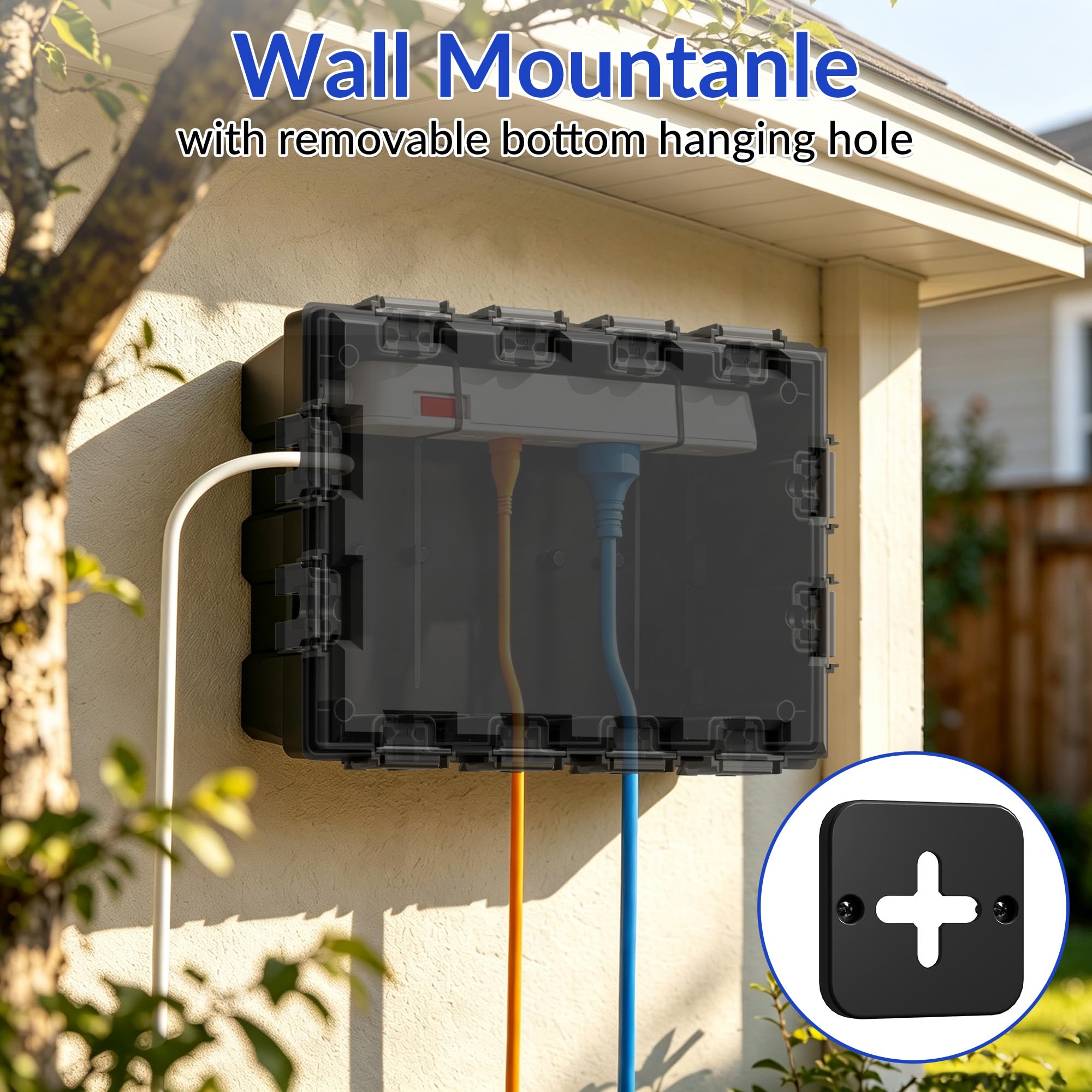 Elektrische Box für den Außenbereich, IP54, wasserdicht, große Verlängerungskabelabdeckung, 12 Eingänge (33 x 22,20 x 11,53 cm), Kabelstecker-Schutzbox für Steckdosenleiste, Urlaubsbeleuchtung