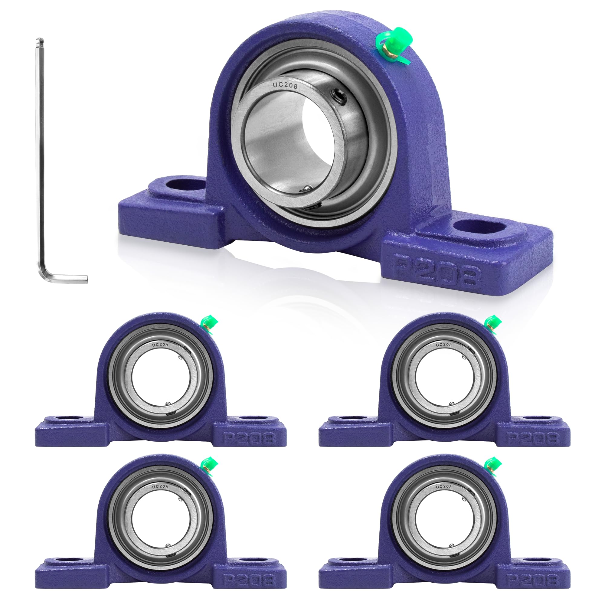 Rodamientos con Soporte 5pcs UCP 208, Rodamiento de Bolas con Bridas, Rodamientos Autoalineable, Cojinete de Bloque de Almohada con Base Sólida de Hierro Fundido para Impresora 3D, Máquinas