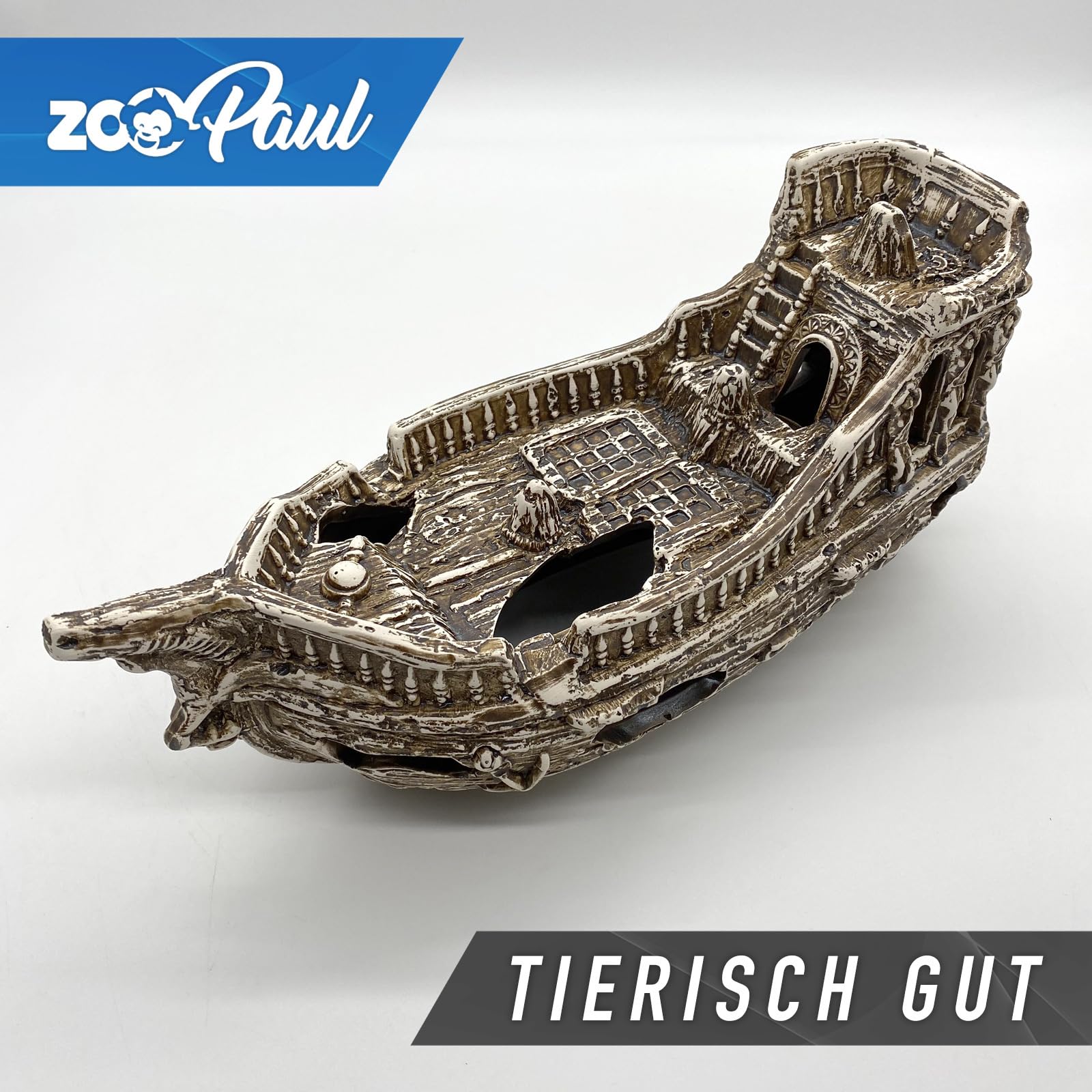 ZooPaul Sprudel Set Keramik Deko und Pumpe + Zubehör Dekoration Aquarium Terrarium XL Schiff Schiffswrack