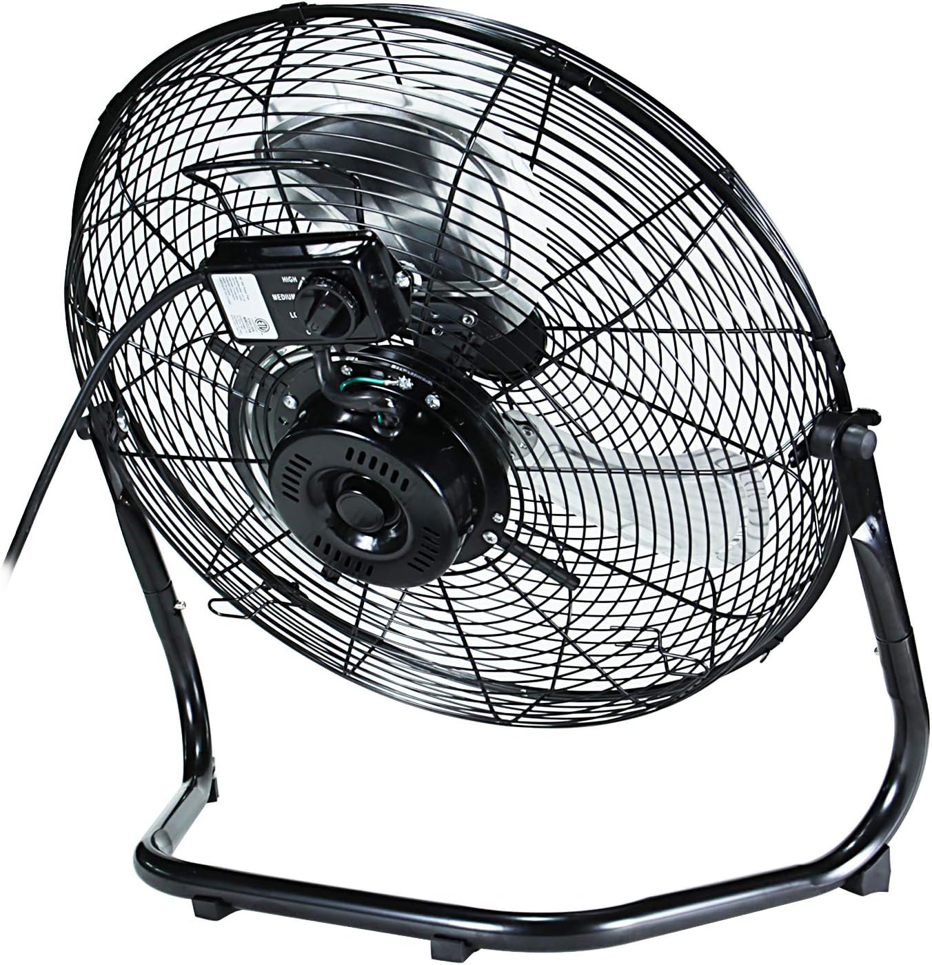 Simple Deluxe 18 Inch 3-Speed High Velocity Heavy Duty Metal Industrial Floor Fans Oscillating Quiet for Home Commercial, Residential, and Greenhouse Use, Outdoor/Indoor, Black