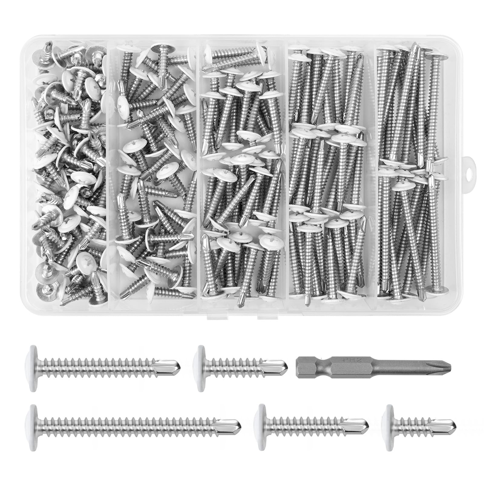White Self-Tapping Screws - 100 Pack #8 -19