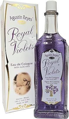 Agustin Reyes Royal Violets Cologne with Aloe Vera GLASS bottle 5 Fl oz Gently and refreshing fragance for baby, childrens and adults