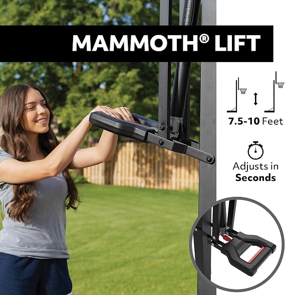 Lifetime 54 Mammoth Deluxe In-Ground Basketball Hoop, Mammoth Lift Adjustable Height, Tempered Glass Backboard Bolt Down System
