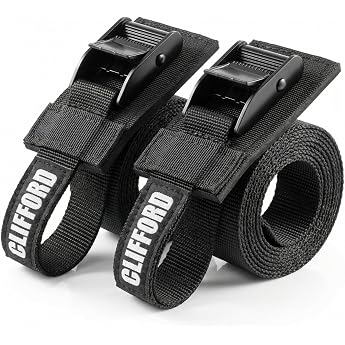 CLIFFORD Lashing Straps with Protective Padding - Lashing Straps 25 mm 0.5 - 5.5 m - EN12195-2 500 kg Strapping / 250 kg Straight Pull - Scratch-Free Attachment for Bicycle Carbon Frame Motorcycle SUP & Roof Box