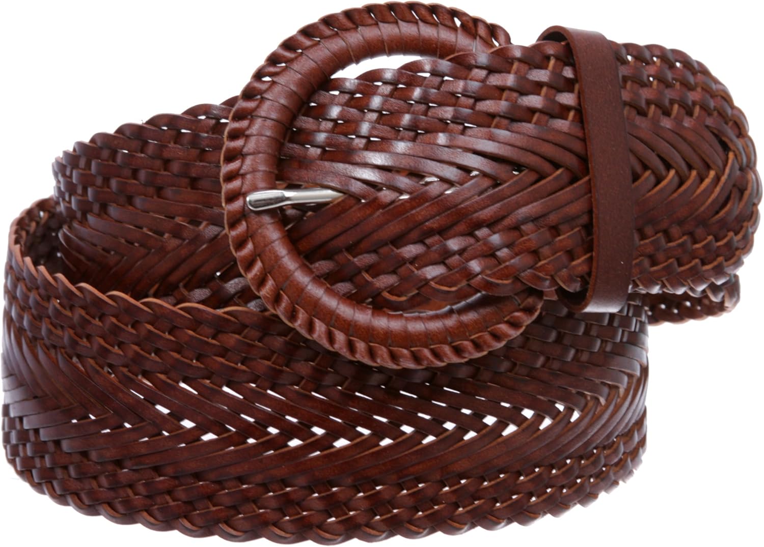 Beltiscool 2 Inch Wide Genuine Leather Braided Woven Round Belt - Image 3