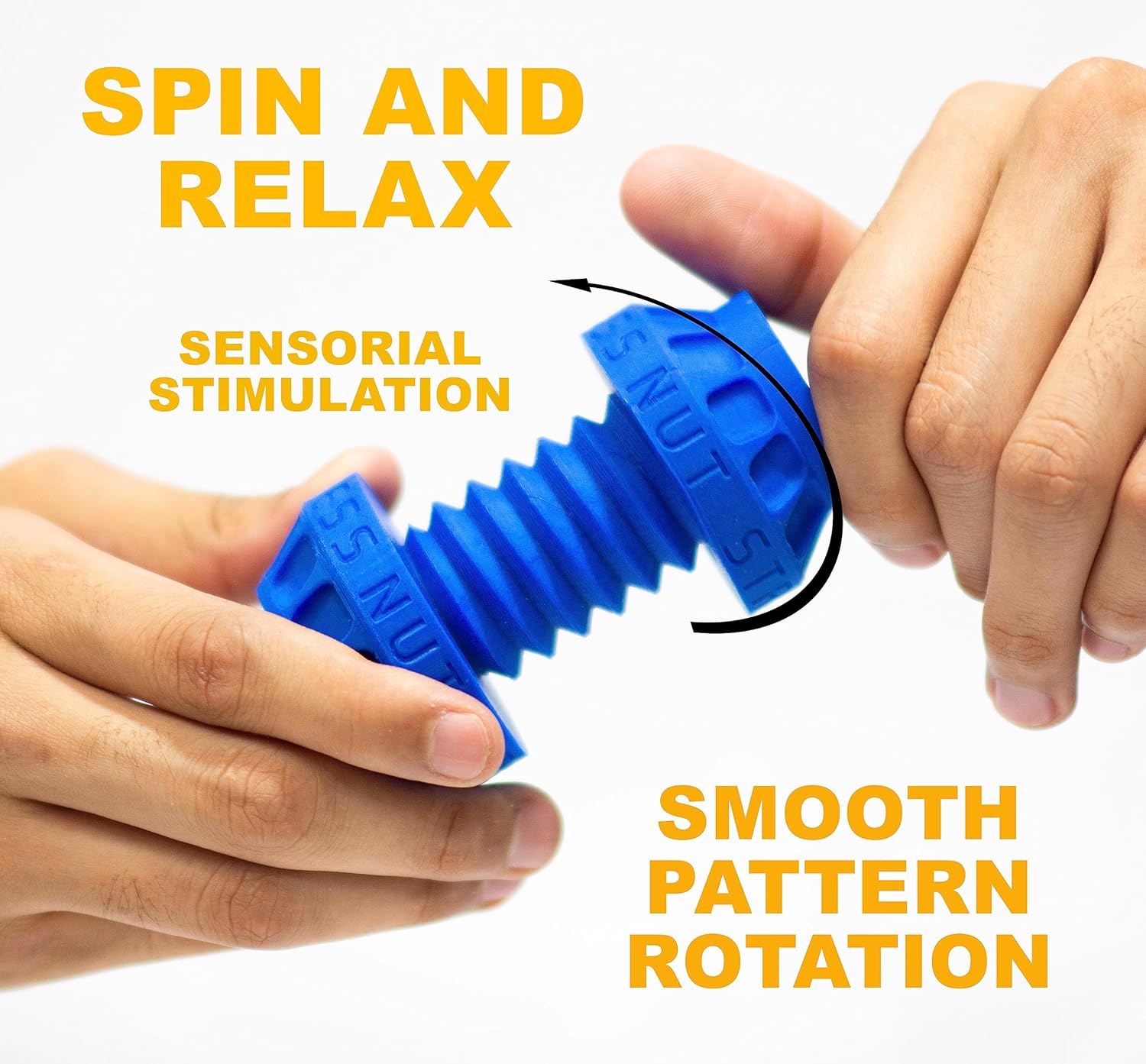 Grip Nut Blue Cool Fidget Tool for Adults - 3D Printed Stress Relief Tool & Sensory Stimulation. Designed for Busy Minds.