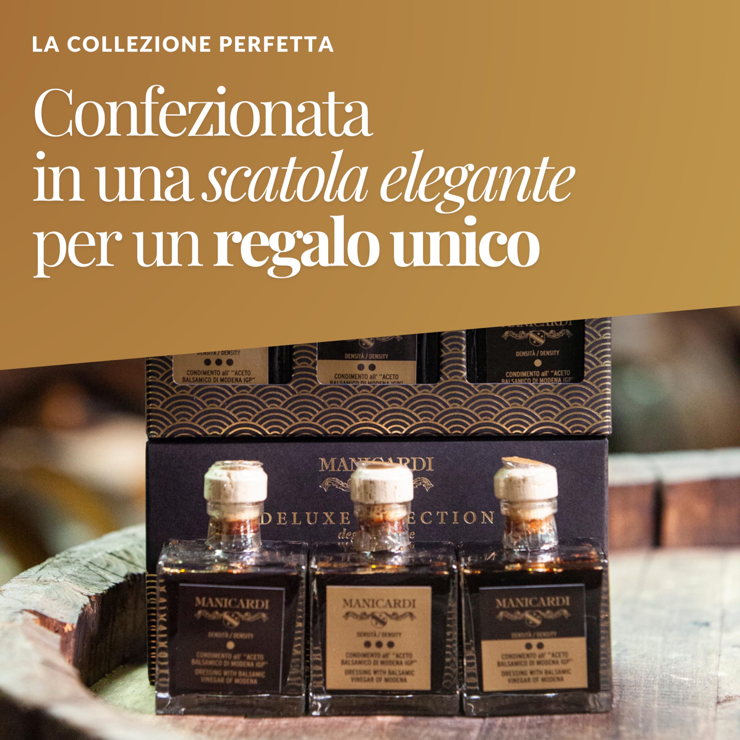 MANICARDI Set di 3 Condimenti all'Aceto Balsamico di Modena IGP - Selezionati con Tre Differenti Gradi di Densità - Prodotto in Italia, da 100 ml ciascuno