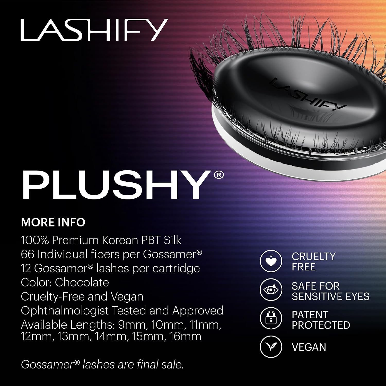 Lashify Plushy 10mm Gossamer Lashes in Chocolate Color, Easy DIY False Lashes for a Voluminous Yet Still Natural Look