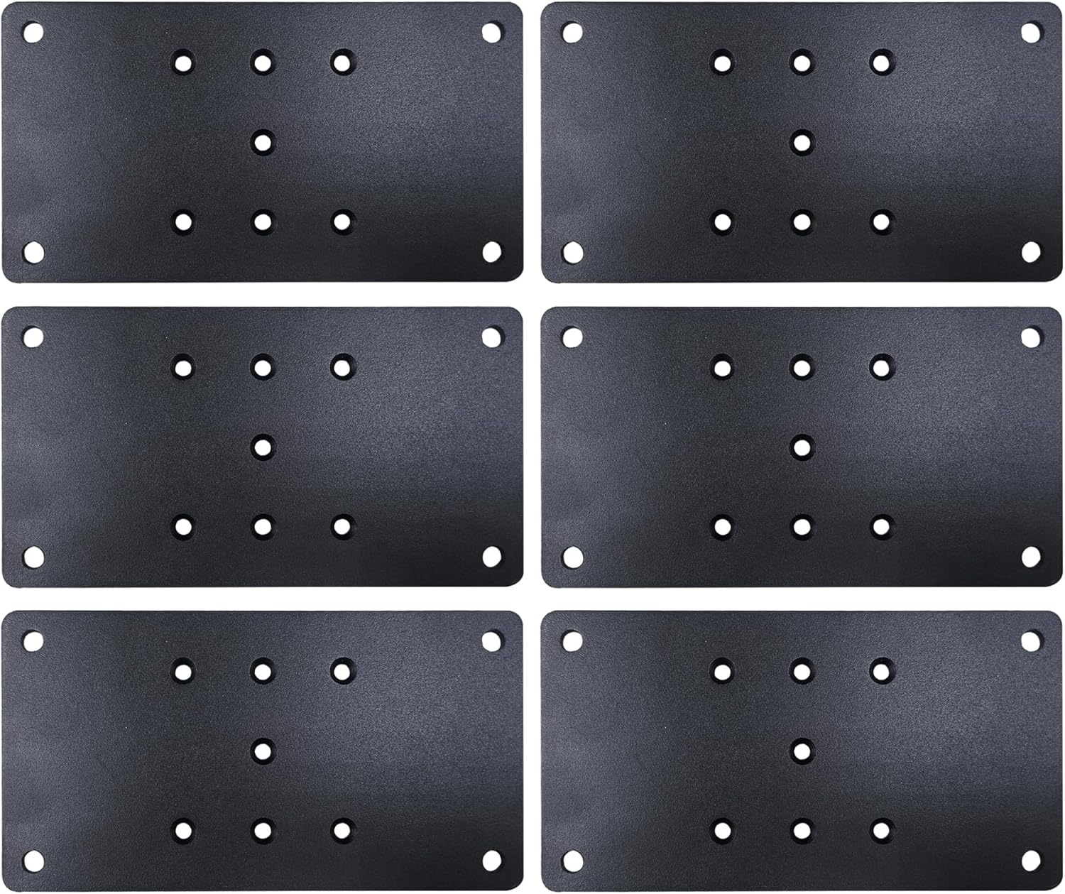 6 PCS 6.5" x 3.5" Black Steel Plate Post Anchor Base, 0.12" Thick Flat Straight Mending Bracket Plates for 4x4 Wood Lumber Connector, Deck Railings, Fence Mail Posts, Joints