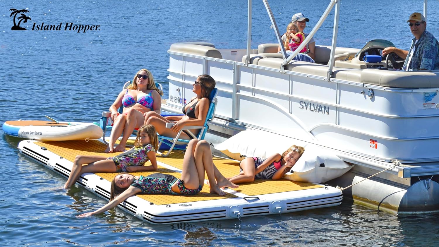 Island Hopper Patio Dock Series Floating Docks – Inflatable Dock for Boats and Lakefront – UV-Resistant PVC with Non-Slip EVA Foam – Lake Floats Easy Setup and Storage