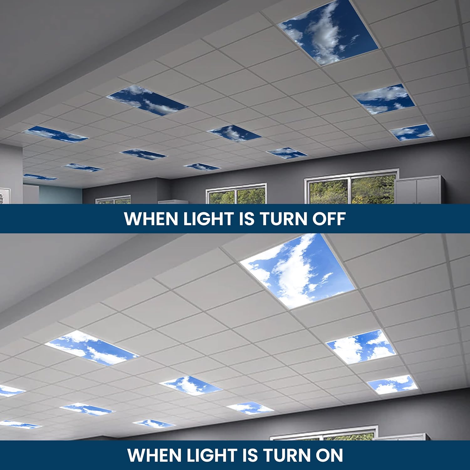 4-Pack 2x4 LED Flat Panel Light, Drop Ceiling Light Fixture with Cloud Design Tunable 30W-72W, 8750 Lumens, 5 CCT 3000K-6500K, 0-10V Dimmable Skylight ETL, 120-277V 48x24 Inch LED Panel