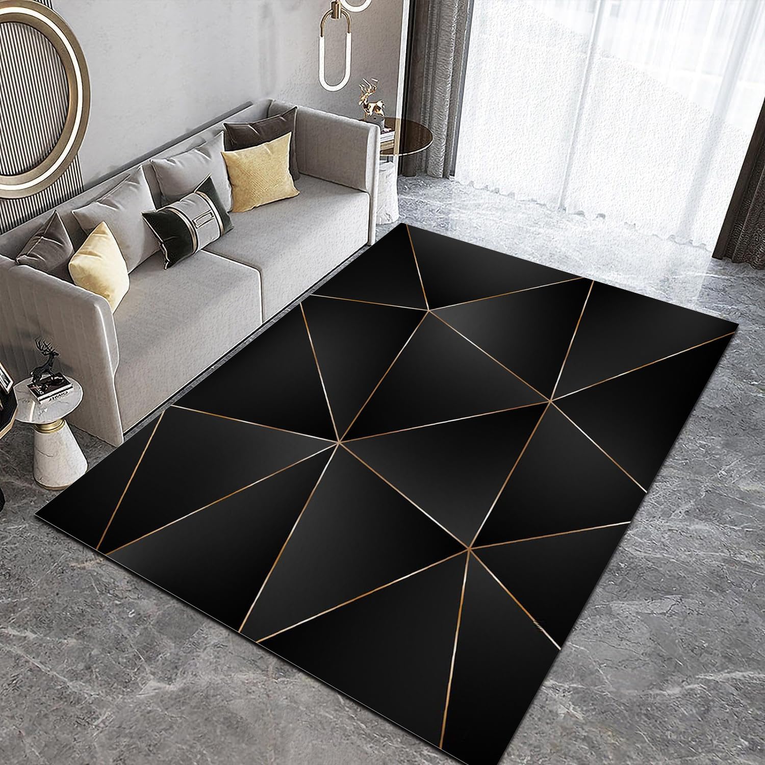 Tapis abstrait moderne 60x90cm au design géométrique chic