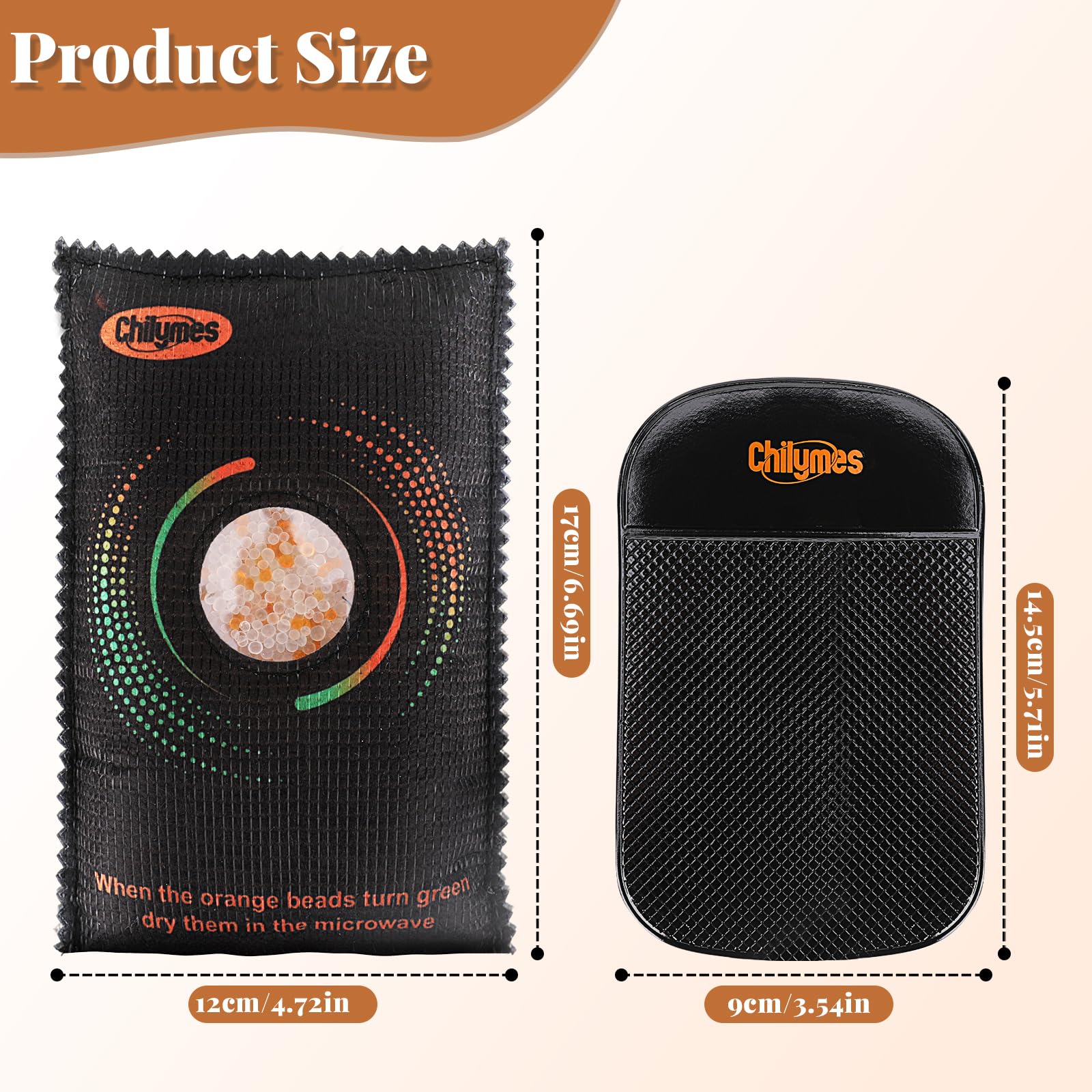 Sacchetto deumidificatore per auto, 2 pezzi da 300 g, con indicatore visivo di umidità, assorbe l'umidità con cuscinetto antiscivolo, in gel di silice, sacchetto deumidificatore riutilizzabile per