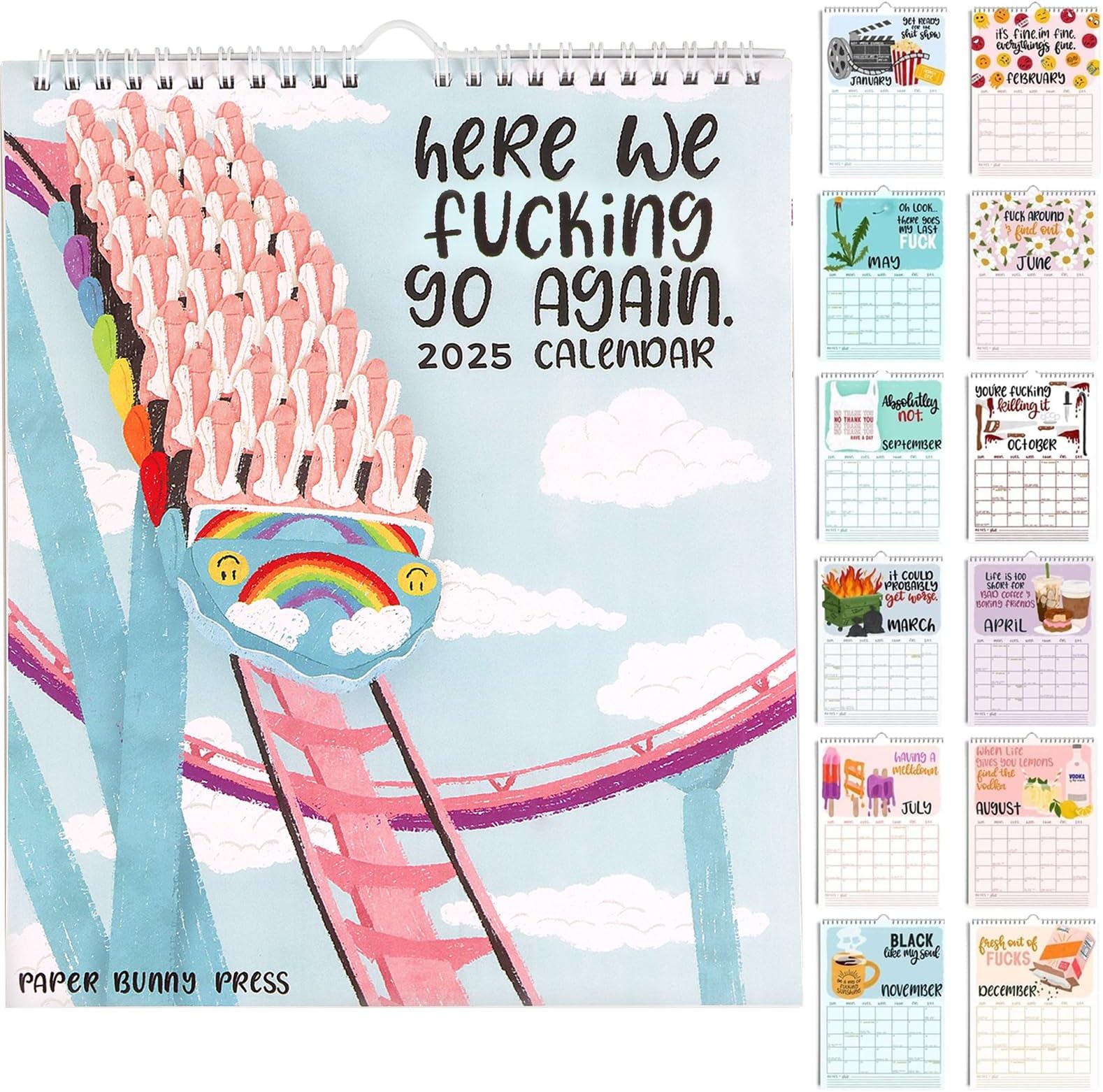 Here We Fucking Go Again 2025 Calendar, 2025 Wall Calendar