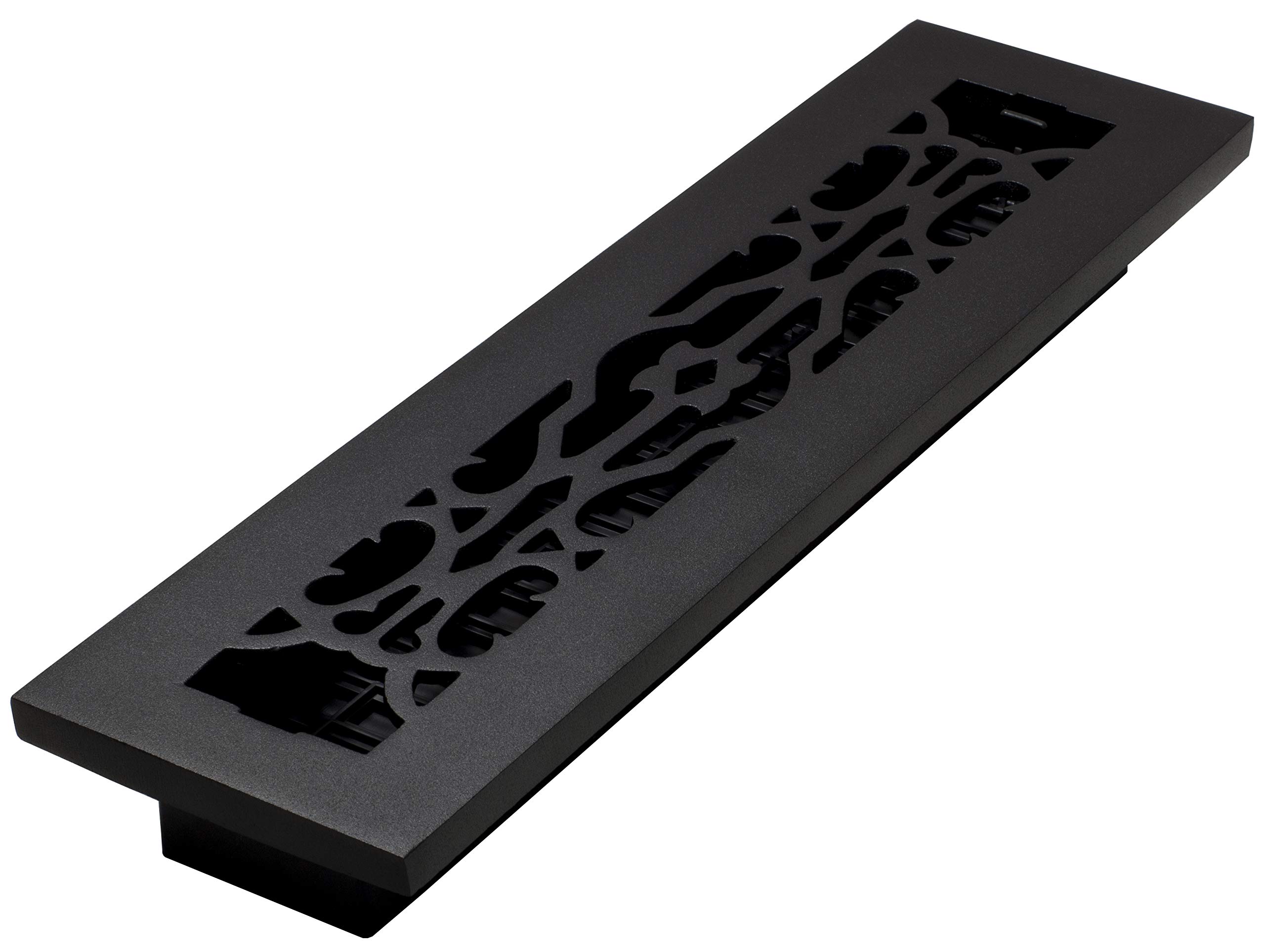 Decor Grates AC214-BLK Victorian Floor Register, Cast Iron Black, 2 x 14