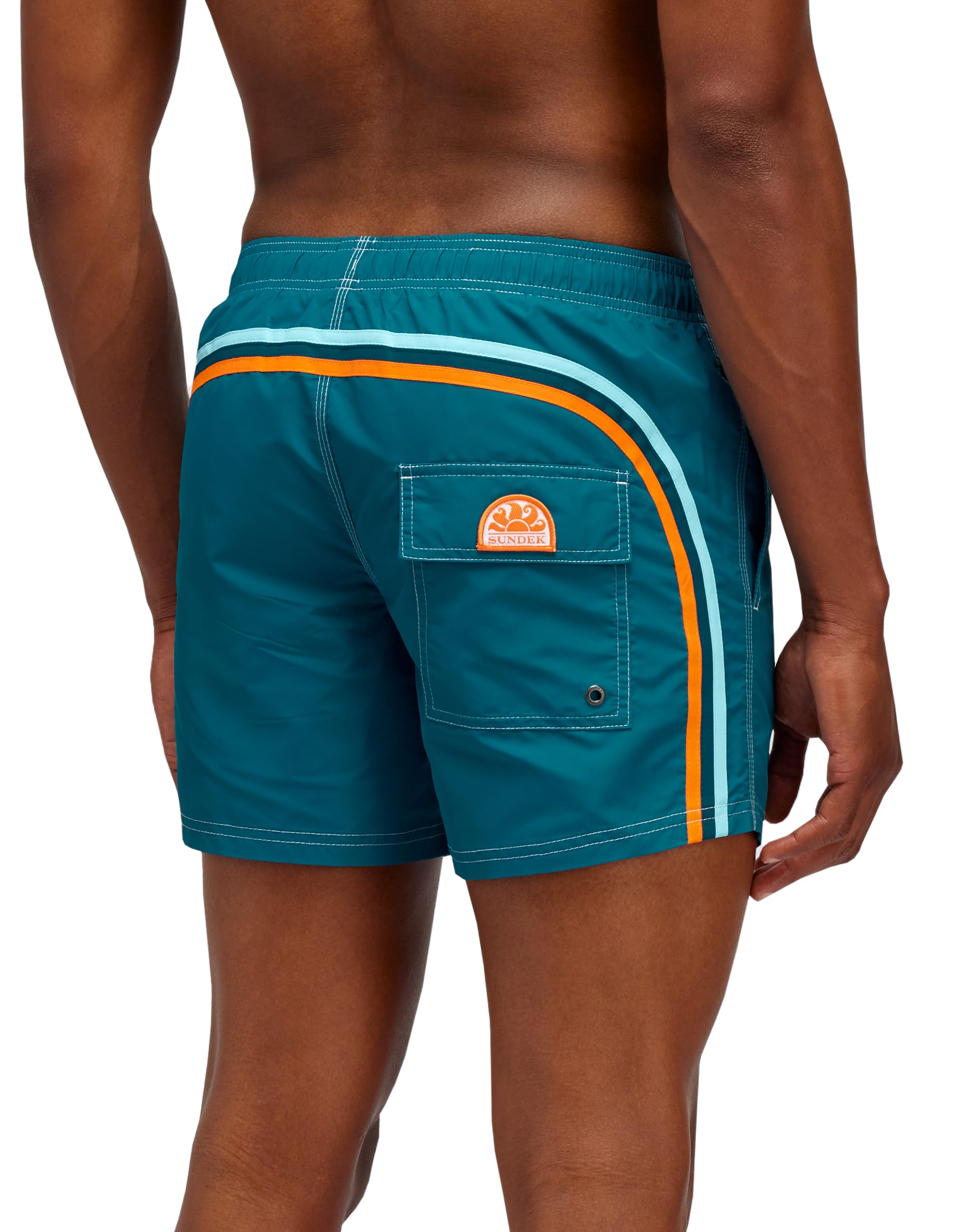 SUNDEK Mens Elastic Waist Boardshort, Swim Trunks 14" Length 5" Inseam, 01203 - Teal 03, X-Large