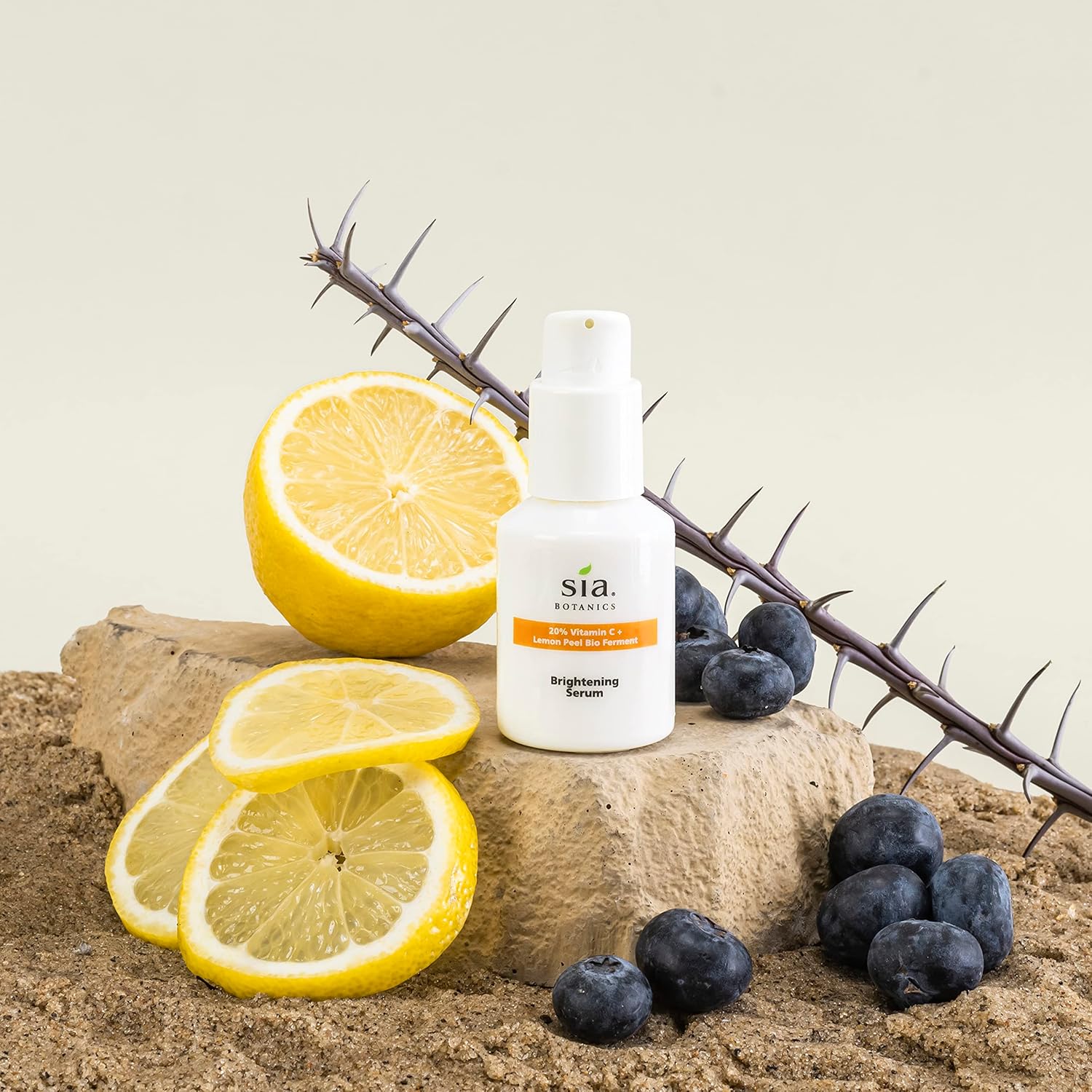 Sia Botanics Brightening Face Serum (30ml/1oz Porceline Bottle) | Facial Treatment w/Vitamin C, Lemon Peel Bio Ferment, Aloe Vera | Natural, Clean, Botanical Skincare for Women - Image 8