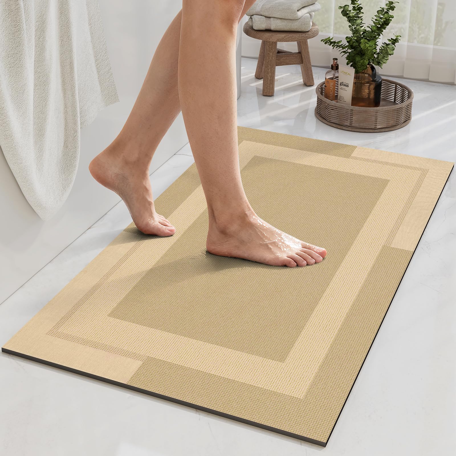 Photo 1 of ***SIMILAR***

YDKGL Non Slip Bath Mat, Rubber Backing Ultra Thin Bathroom Rugs Fit Under Door Quick Dry Super Absorbent Washable Bath Rug Shower Mat for Bathroom Floor Bathtub Shower Sink, Easy Care Brown 16"x 24"