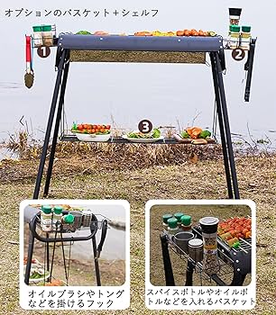 Amazon | バーベキューコンロ 炭焼きたき火テーブルキャンプ用