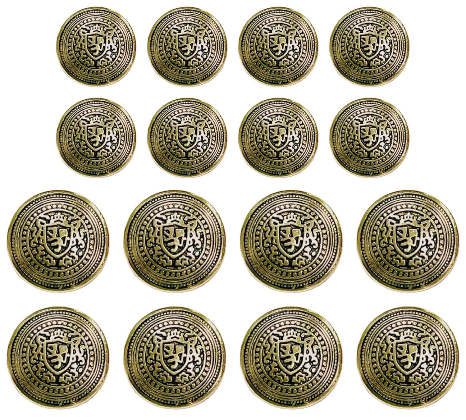 Ani Accessories Antique Suit Metal Shank Buttons (Pack of 16) 8+8 for Coat Blazer Suit, Sherwani and Bandhgala Indian Dresses Sports Coat Uniform Jacket.-picture-45