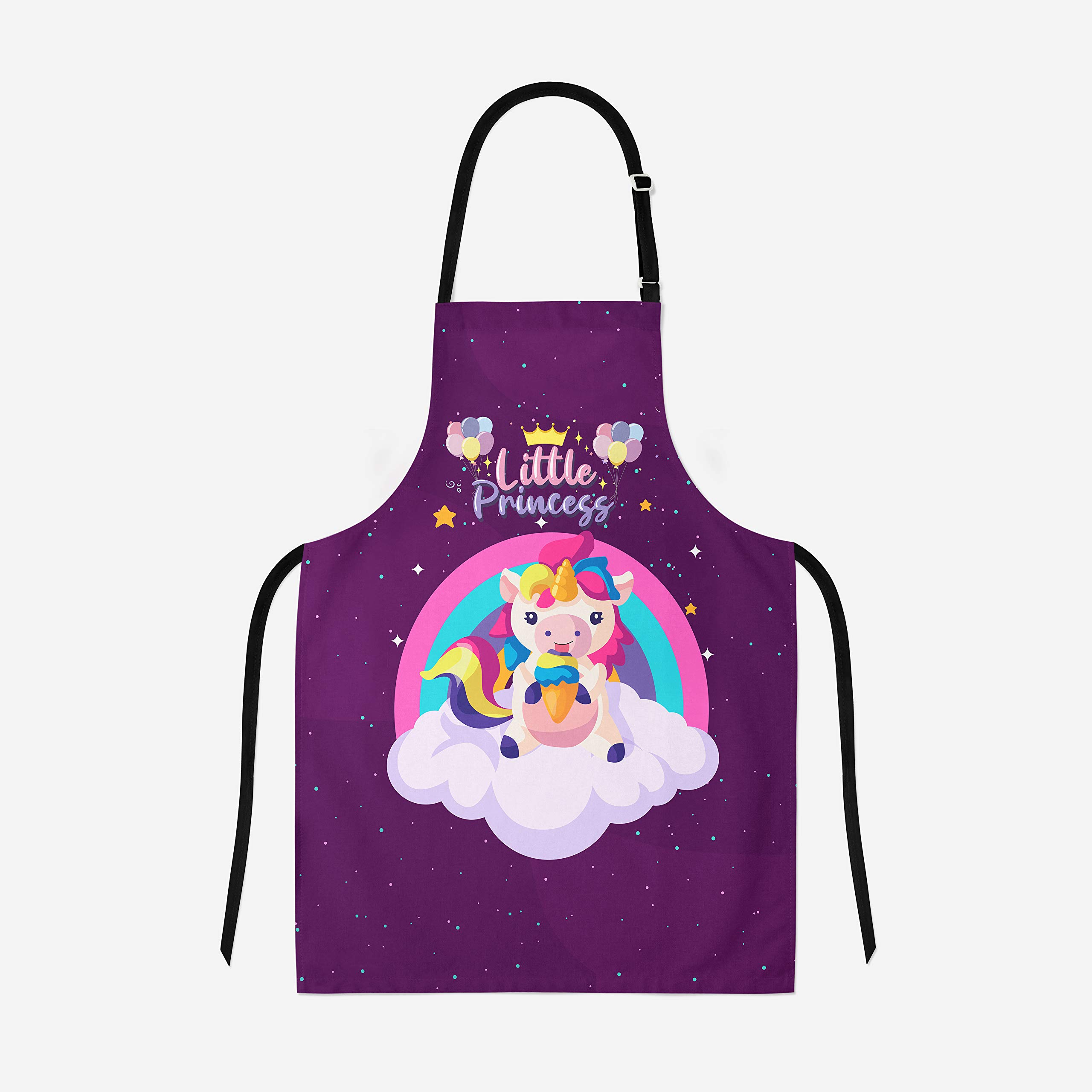 Hopcara® Kids Apron | Little Princess Unicorn Apron for Girls | Waterproof & Washable | Adjustable Neck | for Painting Cooking Baking Sculpting | Digital Printed 8-15y 2