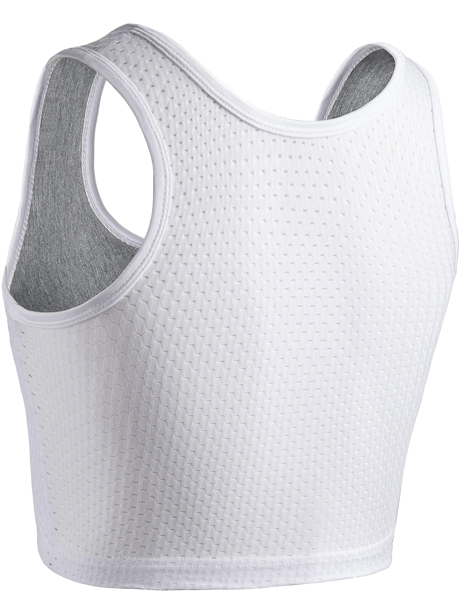 XUJI Chest Binder Zip Up Breathable Compression Top for Transgender FTM, Tomboy, Cosplay (W, XL), White - Image 2