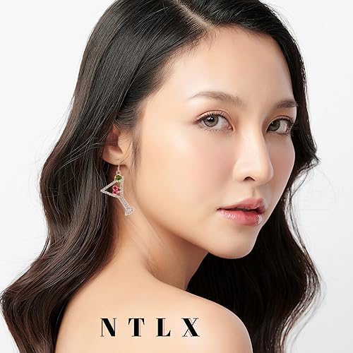 Miniatura 4 de Aretes colgantes para mujer  Martini, Margarita, cerveza, champán, botella de copa de vino  Moda Happy Hour  Lindos  Divertidos  Hermosos cristales