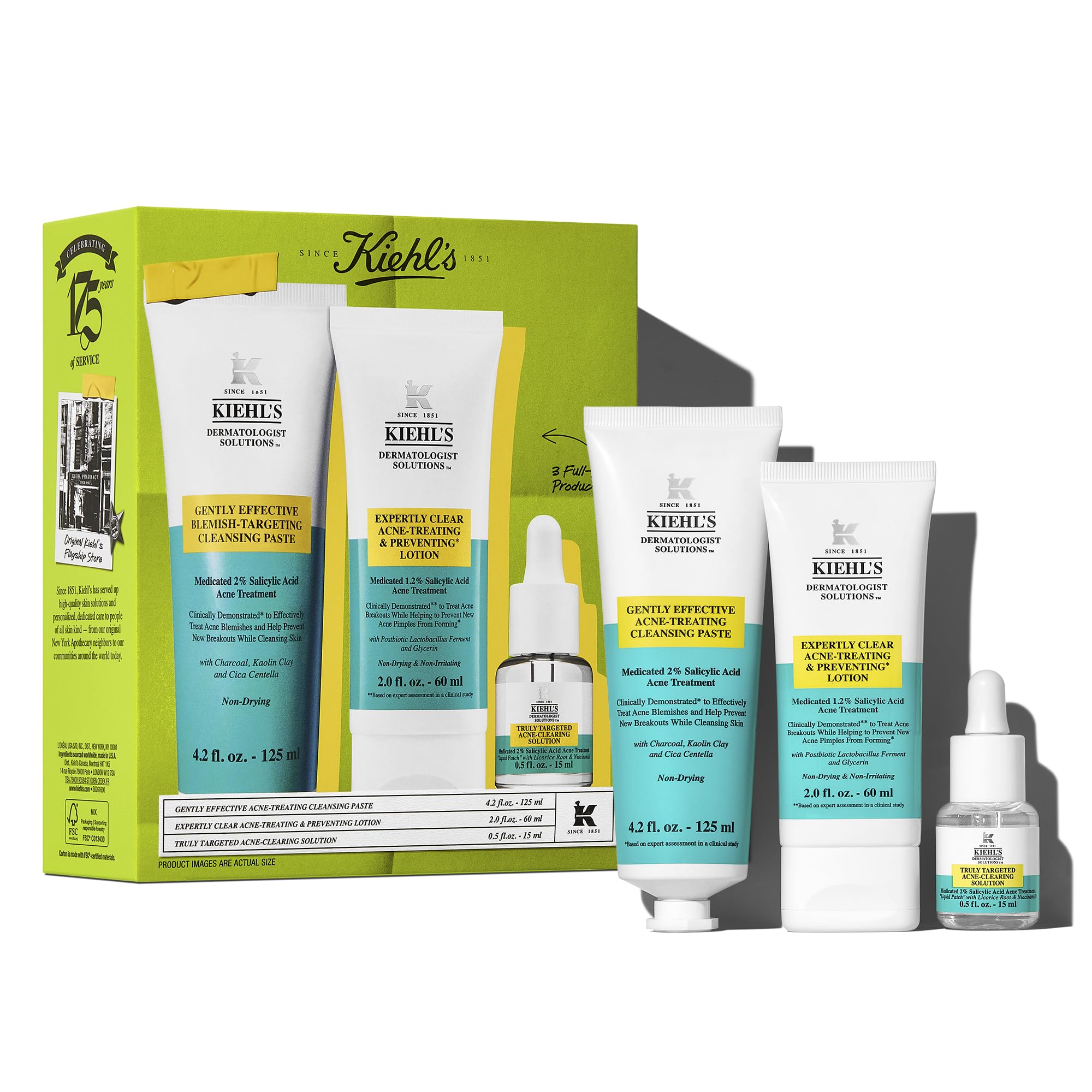 Kiehl's Acne-Clearing Skincare Routine Gift Set with Pimple Patch, 3-Piece
