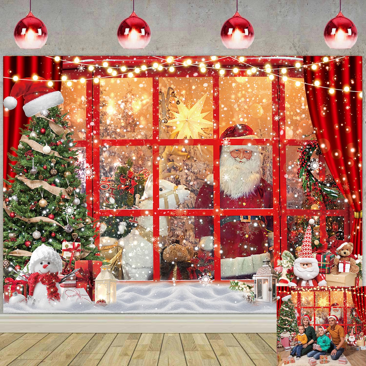 Weihnachts-Hintergrund 2,9 X 1,8 M – Fotohintergrund Mit Schnee, Weihnachtsbaum & Geschenken Für Feiern, Familie, Dekoration
